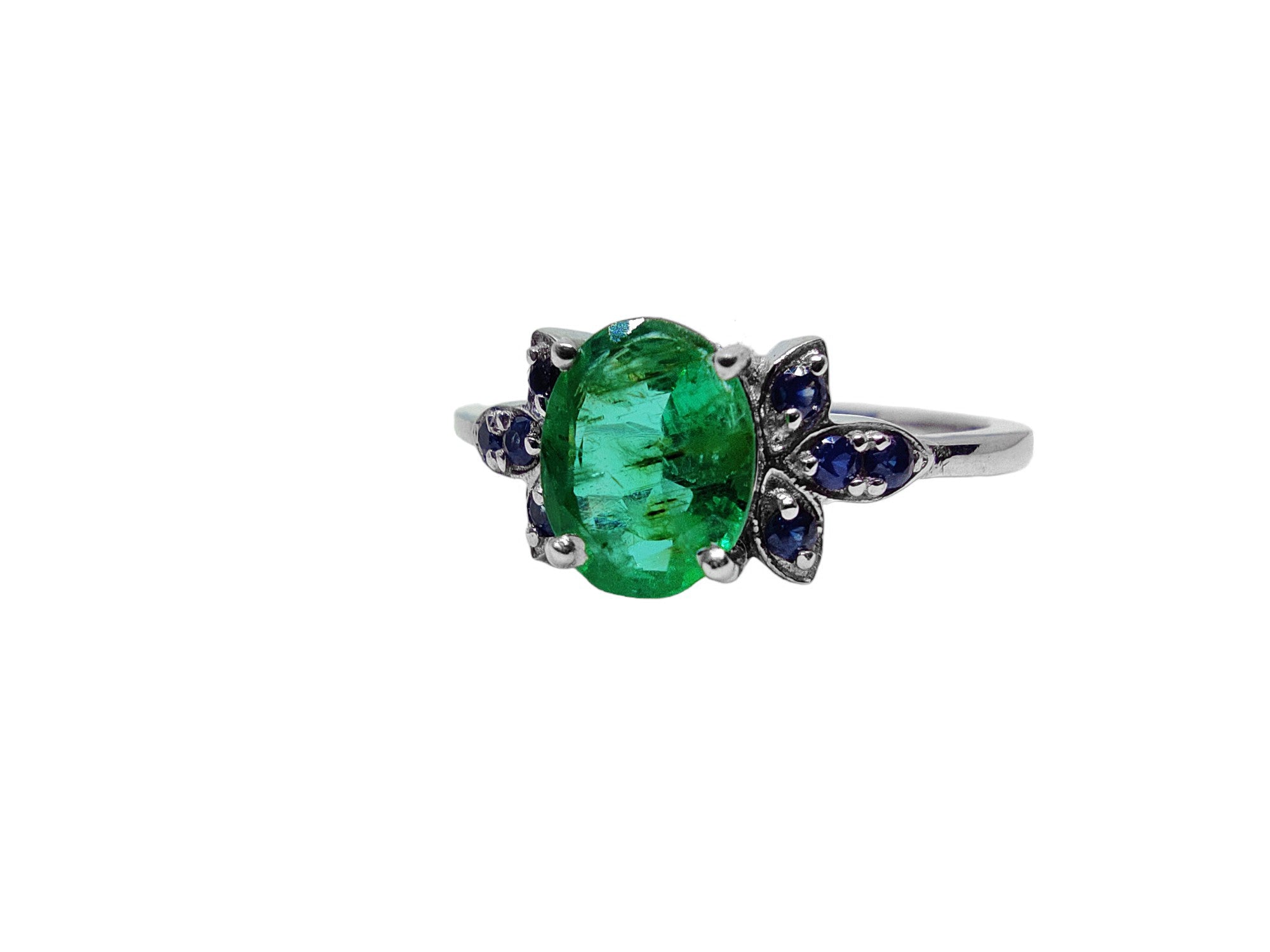 Zambian Emerald Bridal Engagement Ring Natural Emerald Sapphire Ring For Her Emerald Engagement Ring High Quality Emerald Wedding Ring