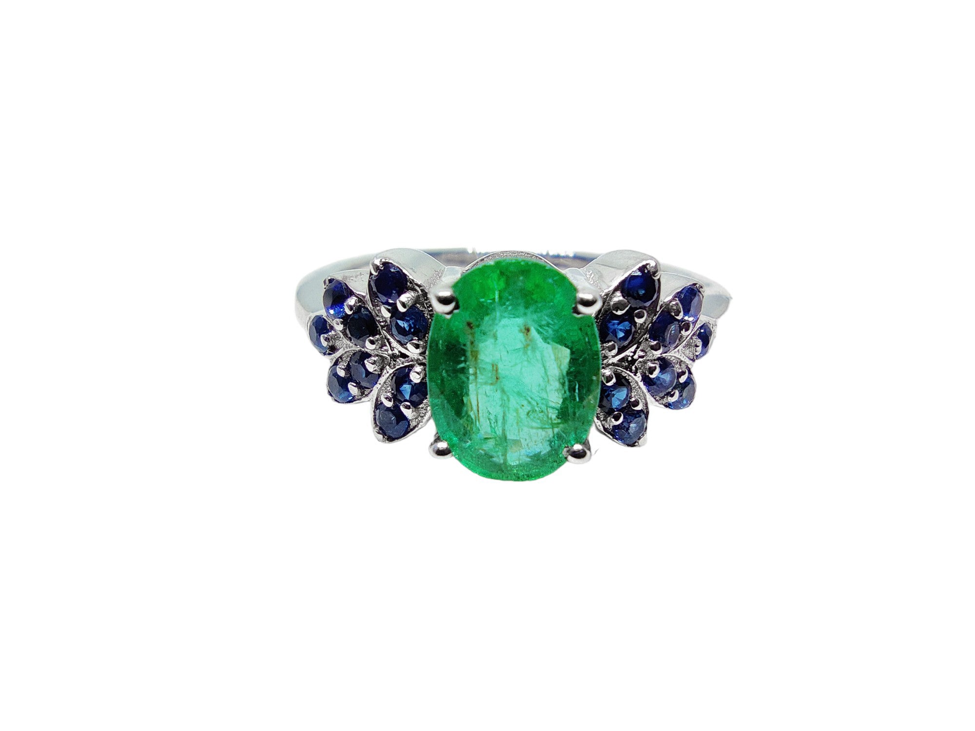 Natural Zambian Emerald Bridal Engagement Ring Emerald Sapphire Ring For Her Emerald Engagement Ring High Quality Emerald Wedding Ring