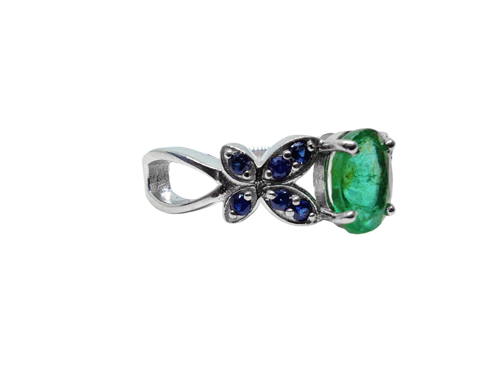 Natural Emerald Bridal Wedding Band High Quality Zambian Emerald Wedding Band 5x7 mm Oval Emerald Sapphire Engagement Band For Her