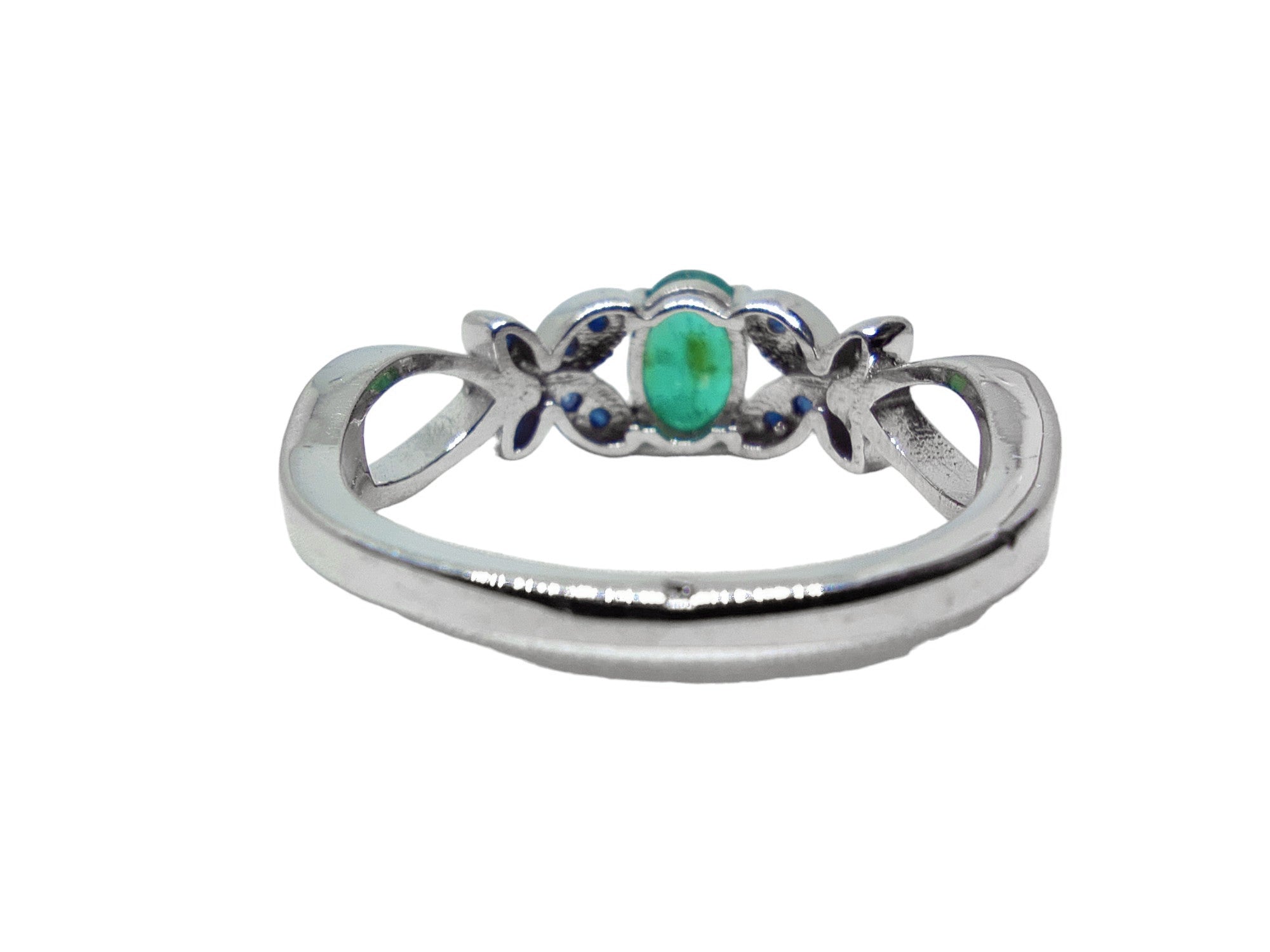 Natural Emerald Bridal Wedding Band High Quality Zambian Emerald Wedding Band 5x7 mm Oval Emerald Sapphire Engagement Band For Her