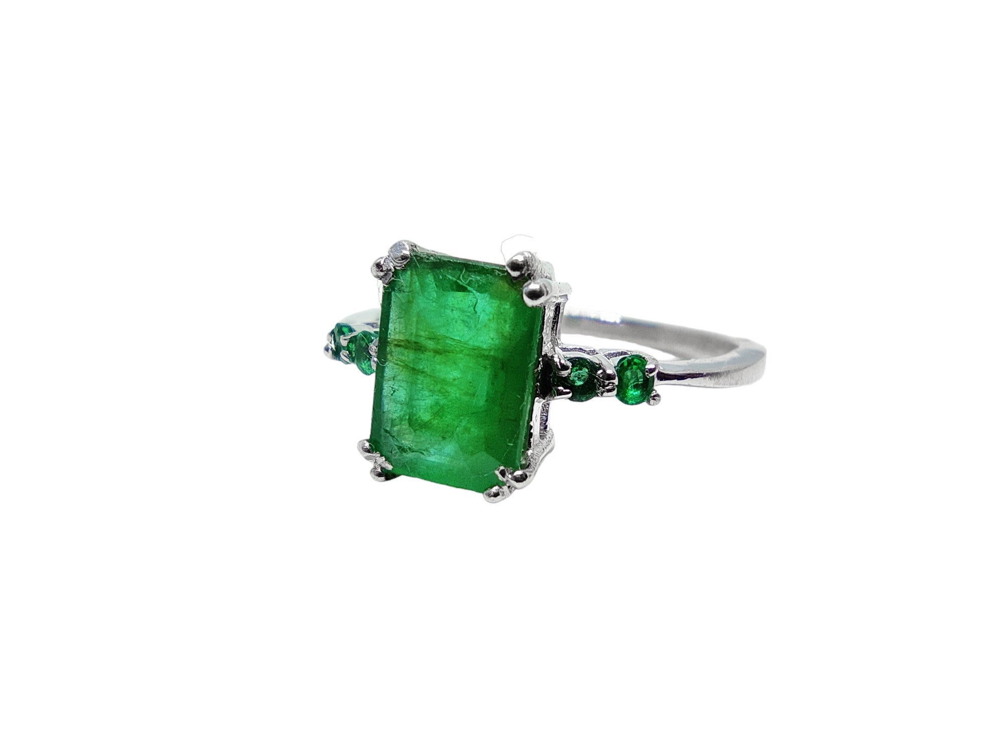 925 Silver Emerald Band For Her 1.35 Ct Emerald Octagon Birthstone Ring May Emerald Ring For Her Sterling Silver Emerald Birthstone Band