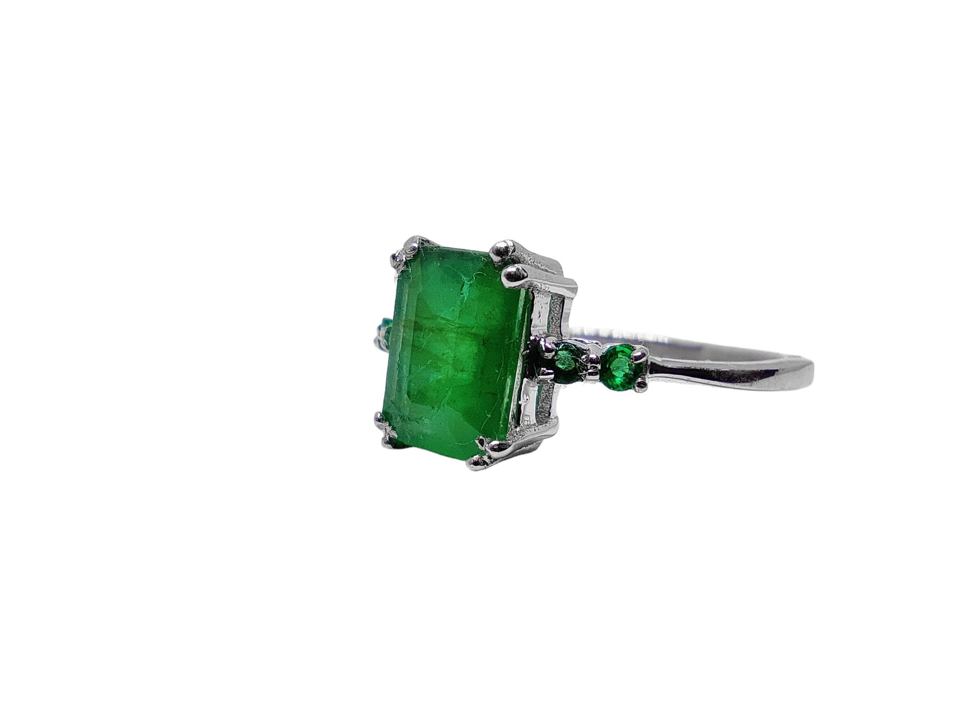 925 Silver Emerald Band For Her 1.35 Ct Emerald Octagon Birthstone Ring May Emerald Ring For Her Sterling Silver Emerald Birthstone Band