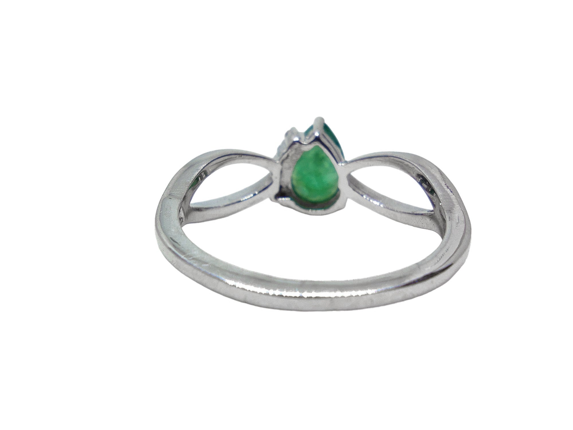 925 Silver Emerald Ring Pear Emerald Ring 1.35 Carat Emerald Diamond Engagement Ring May Birthstone Ring