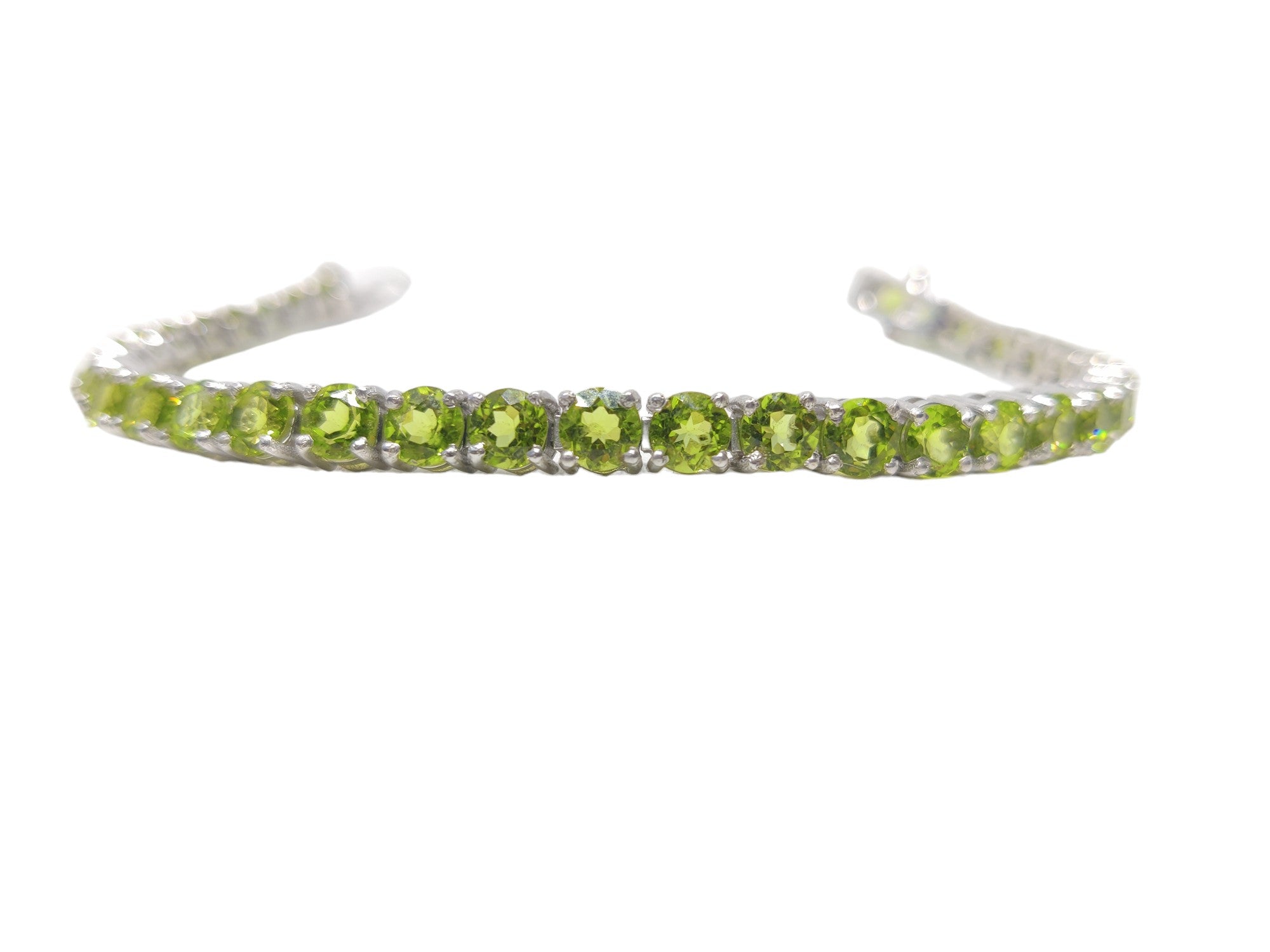 Silver Peridot Bracelet Tennis Peridot Bracelet 5 mm Round Peridot Tennis Bracelet August Birthstone Bracelet 925 Silver Peridot Jewelry