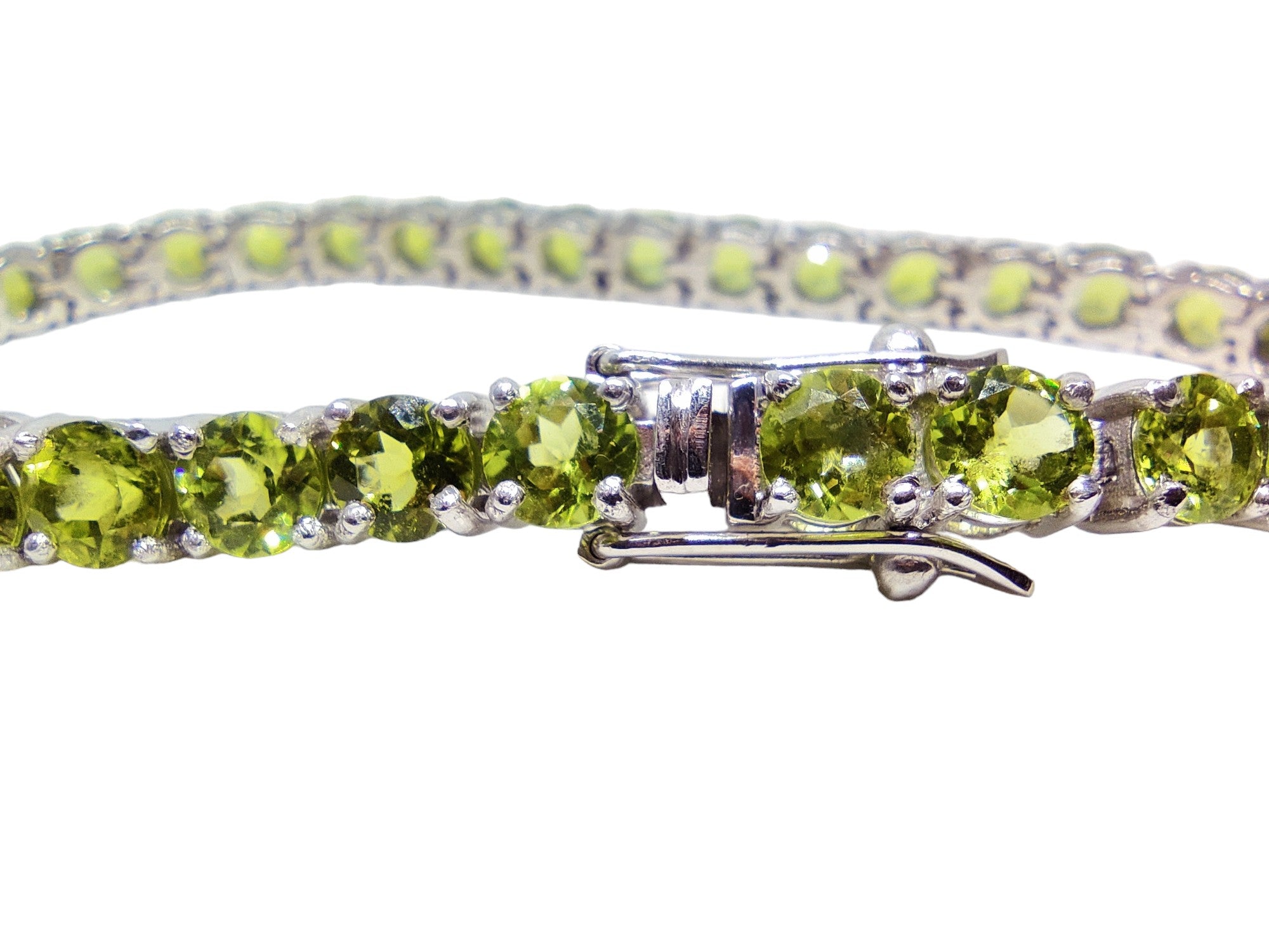 Silver Peridot Bracelet Tennis Peridot Bracelet 5 mm Round Peridot Tennis Bracelet August Birthstone Bracelet 925 Silver Peridot Jewelry
