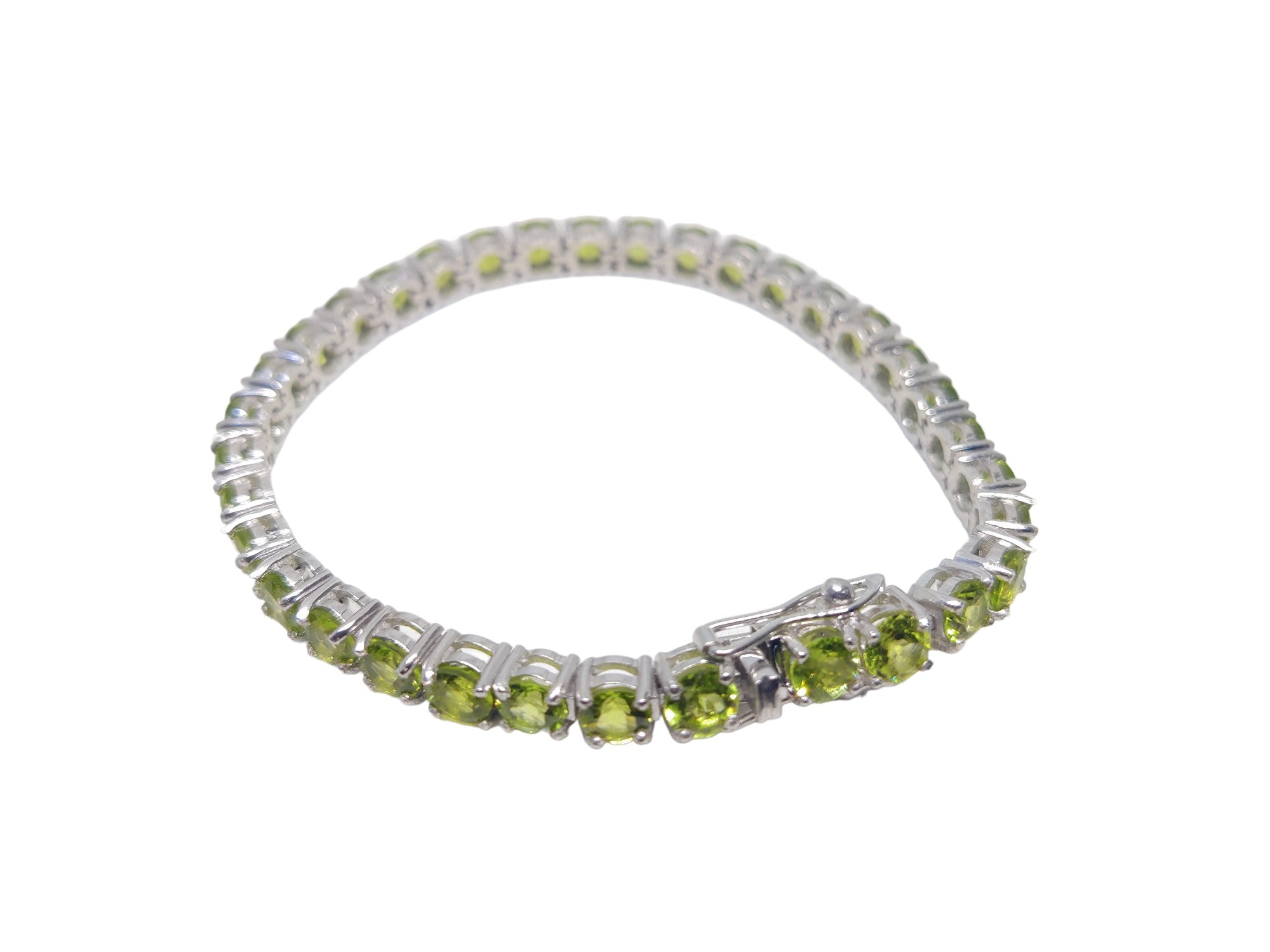 Silver Peridot Bracelet Tennis Peridot Bracelet 5 mm Round Peridot Tennis Bracelet August Birthstone Bracelet 925 Silver Peridot Jewelry