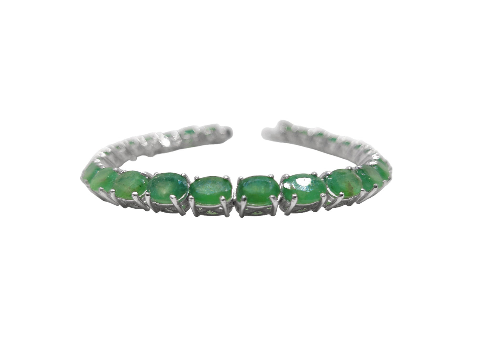 Emerald Tennis Bracelet 925 Silver Emerald Bracelet For Her Emerald Bridal Bracelet 5x7 mm Oval Emerald Bridal Bracelet May Birthstone