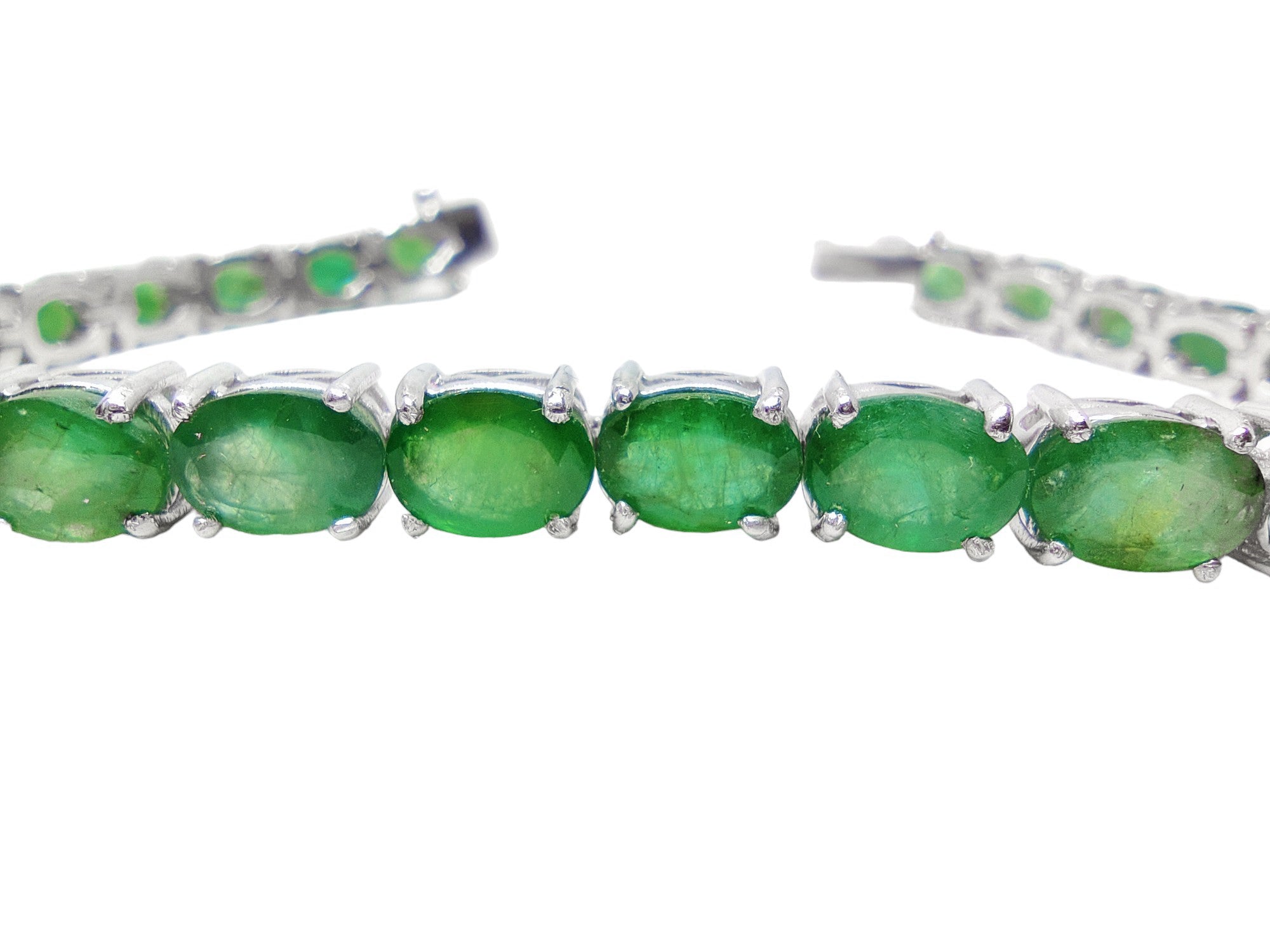 Emerald Tennis Bracelet 925 Silver Emerald Bracelet For Her Emerald Bridal Bracelet 5x7 mm Oval Emerald Bridal Bracelet May Birthstone