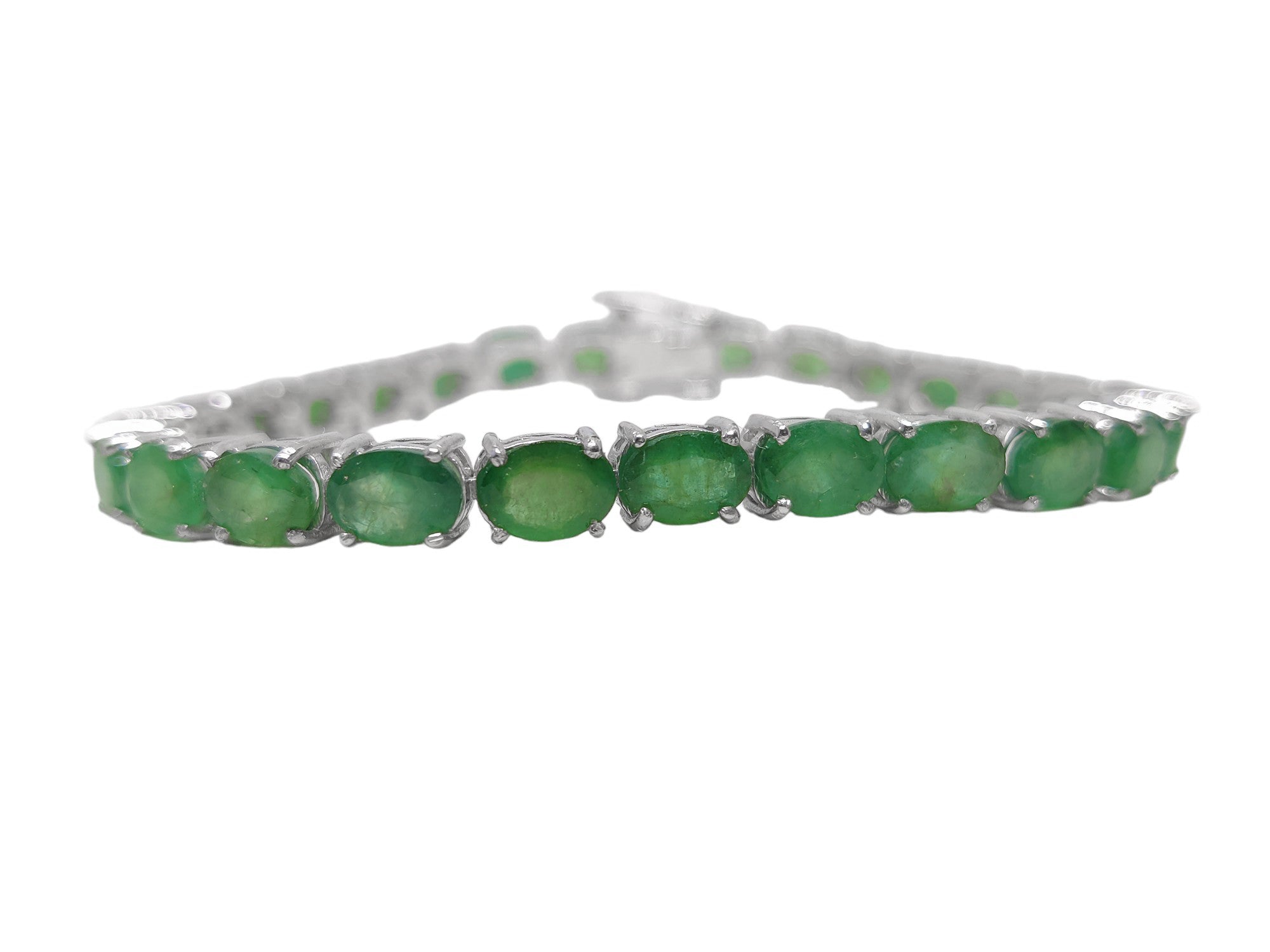 Emerald Tennis Bracelet 925 Silver Emerald Bracelet For Her Emerald Bridal Bracelet 5x7 mm Oval Emerald Bridal Bracelet May Birthstone