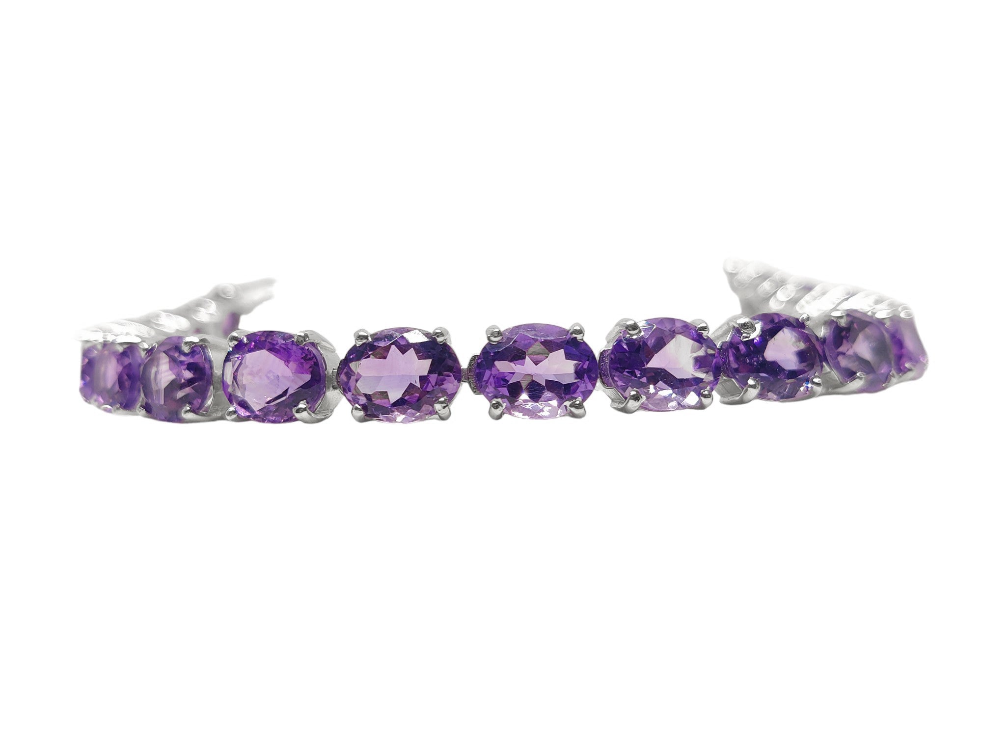 Natural Amethyst Bracelet 8x10 mm Oval African Amethyst Tennis Bracelet 925 Sterling Silver Amethyst Bracelet February Birthstone Bracelet