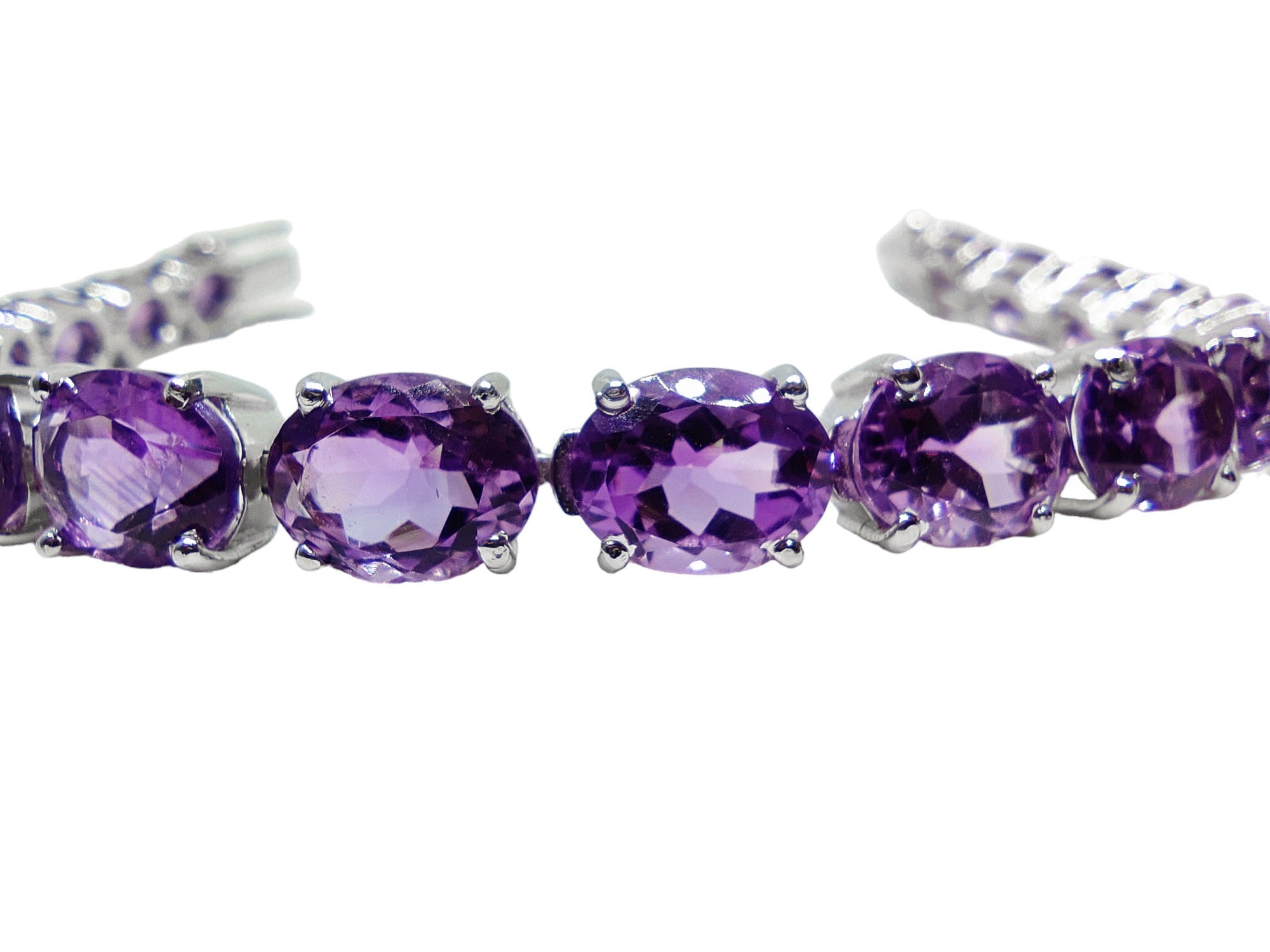 Natural Amethyst Bracelet 9x11 mm Oval African Amethyst Tennis Bracelet 925 Sterling Silver Amethyst Bracelet February Birthstone Bracelet