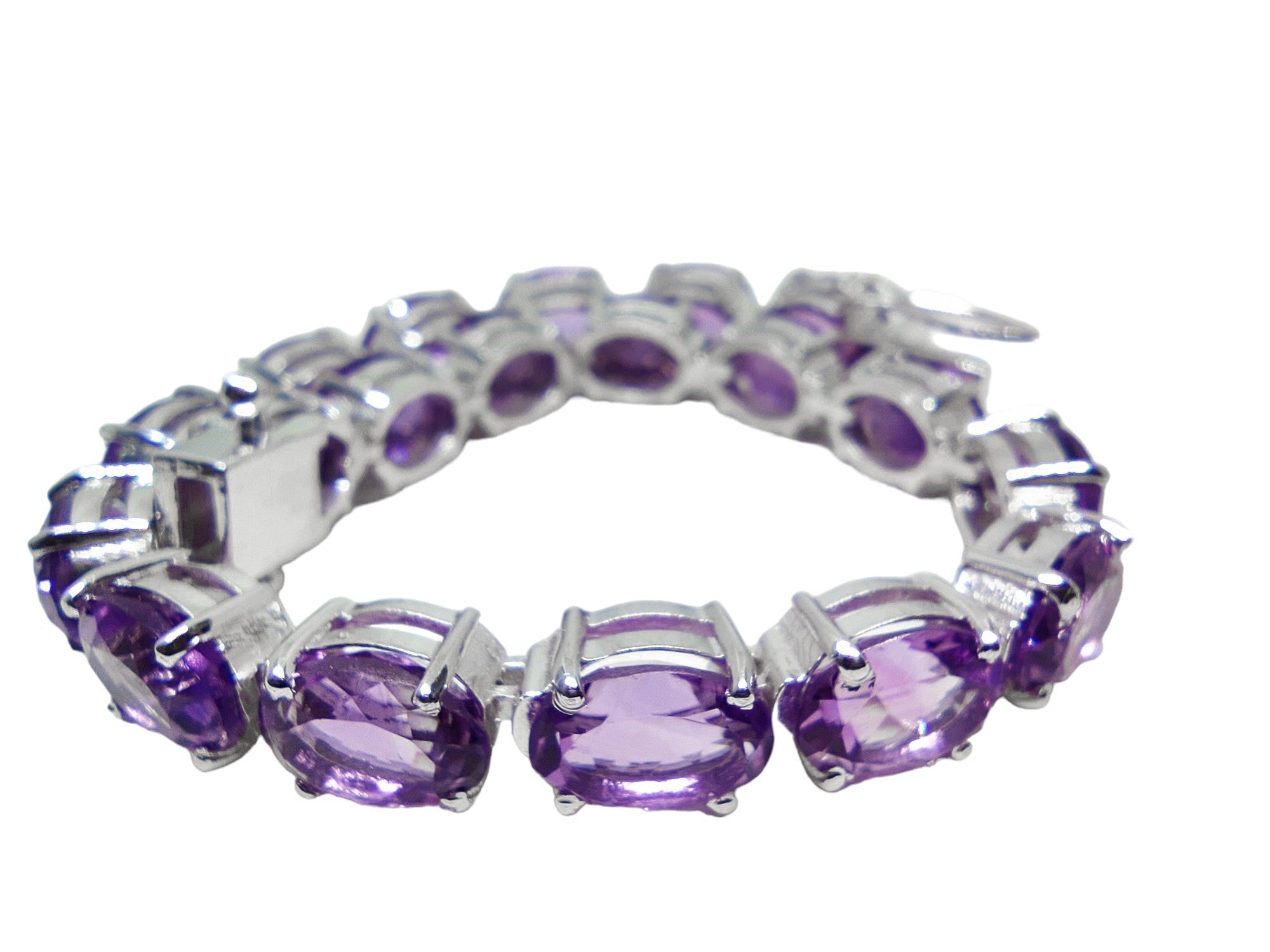 Natural Amethyst Bracelet 9x11 mm Oval African Amethyst Tennis Bracelet 925 Sterling Silver Amethyst Bracelet February Birthstone Bracelet