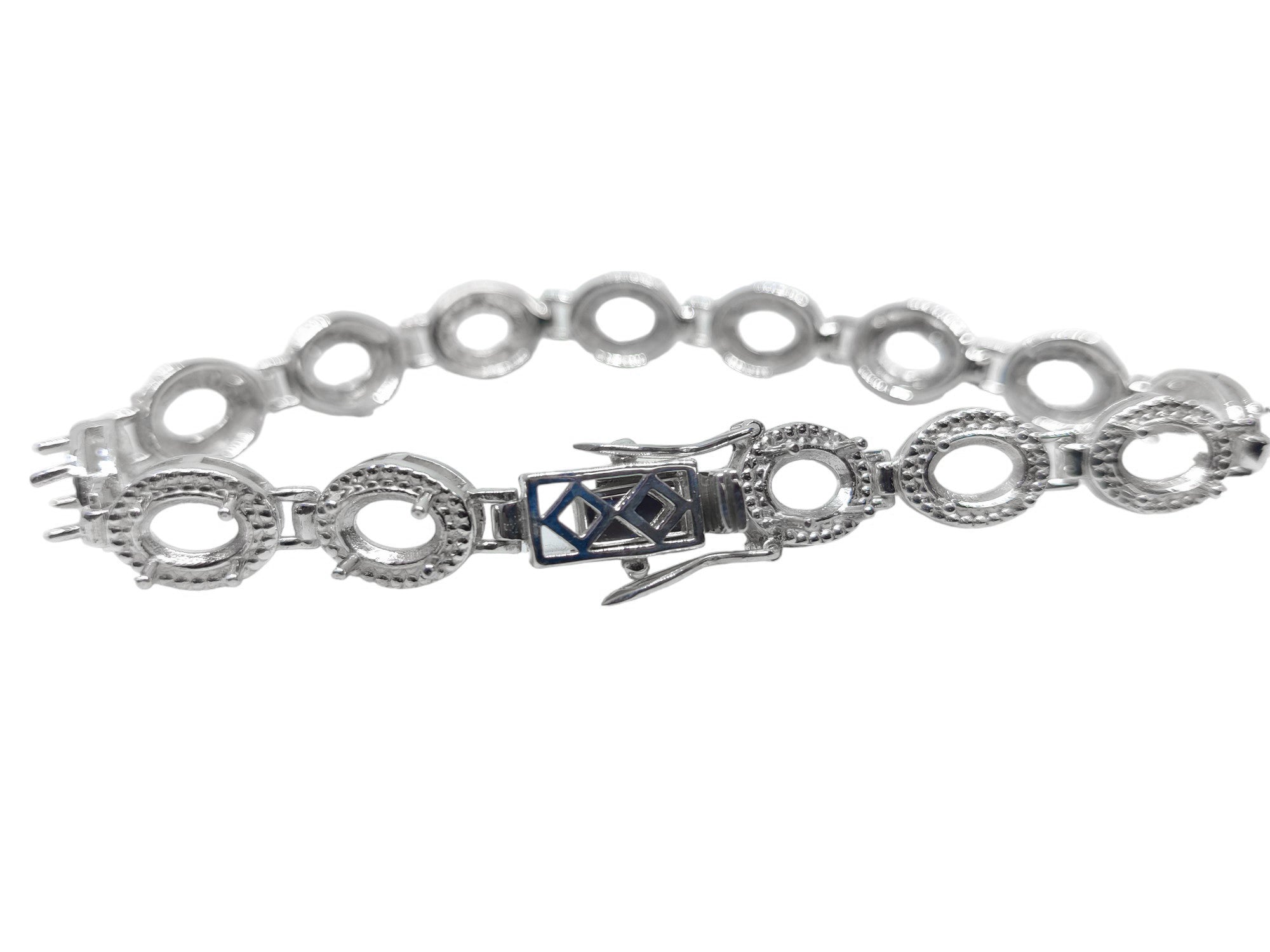 Silver 4x6 mm Oval Cluster Bracelet 925 Silver 4x6 mm Oval Bracelet Oval Semi Mount Bracelet Oval Bracelet without Stones Oval BraceletBlank