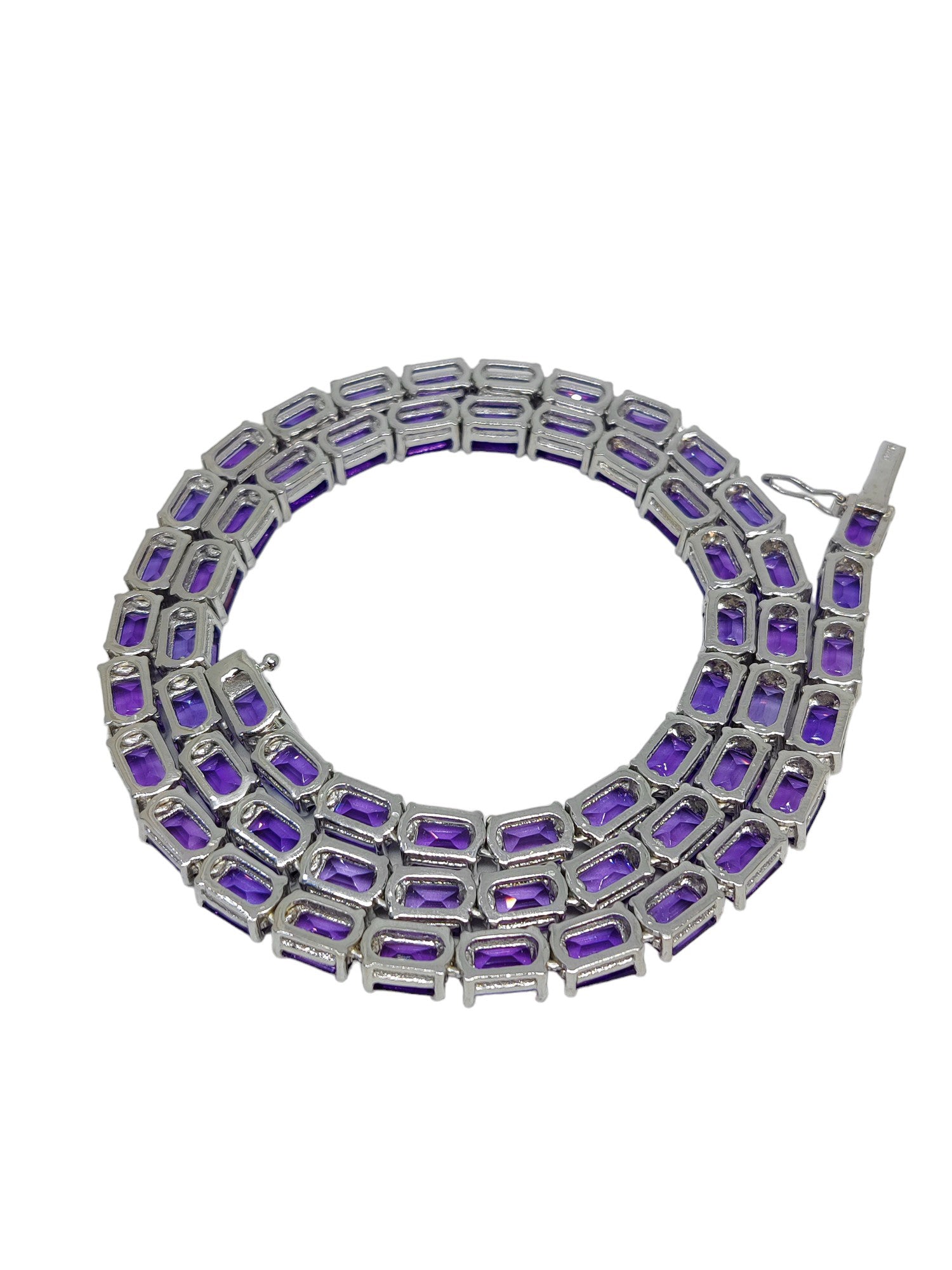 Amethyst Tennis Mens Chain Necklace Natural Amethyst Mens Tennis Necklace Octagon Purple Amethyst Mens Tennis Necklace 925 Silver Mens Chain