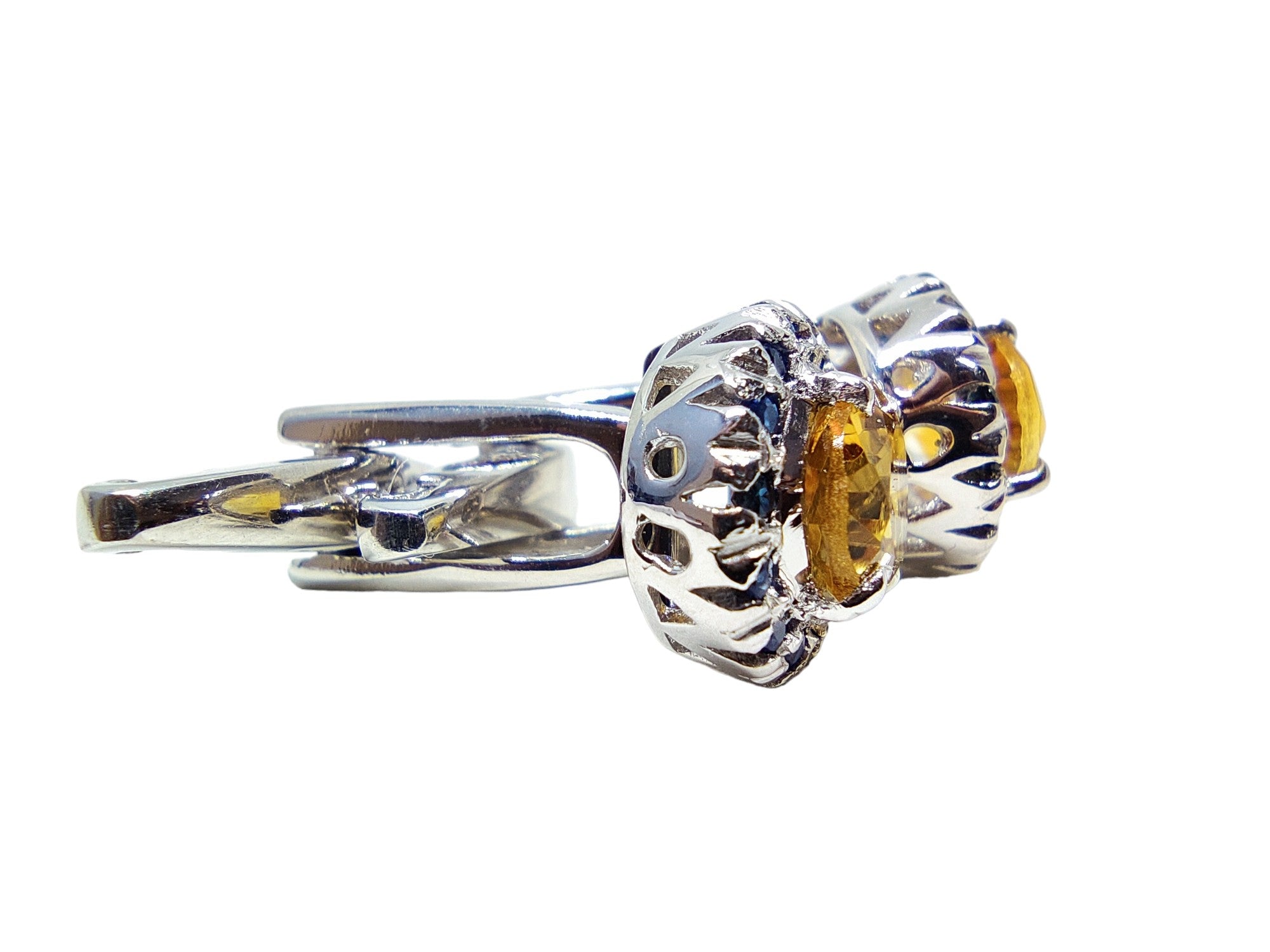 Natural Citrine Sapphire Cufflinks 925 Silver Citrine Sapphire Groomsmen Cufflinks For Wedding November Birthstone Cufflinks