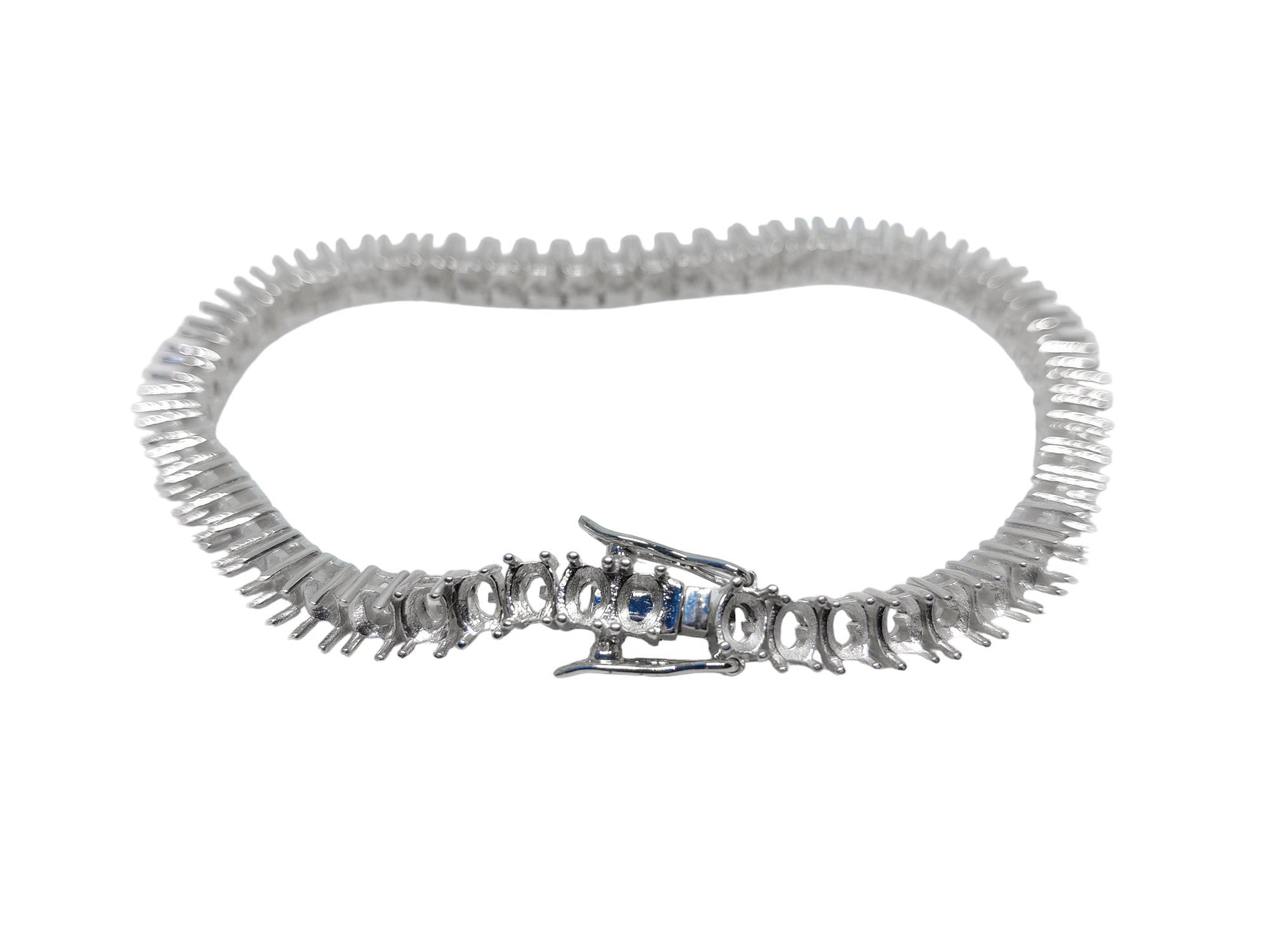 Silver 3x4 mm Oval Tennis Bracelet Mountings 3x4 mm Oval Bracelet Blanks 925 Silver Oval Semi Mount Bracelet Blanks Tennis Mountings