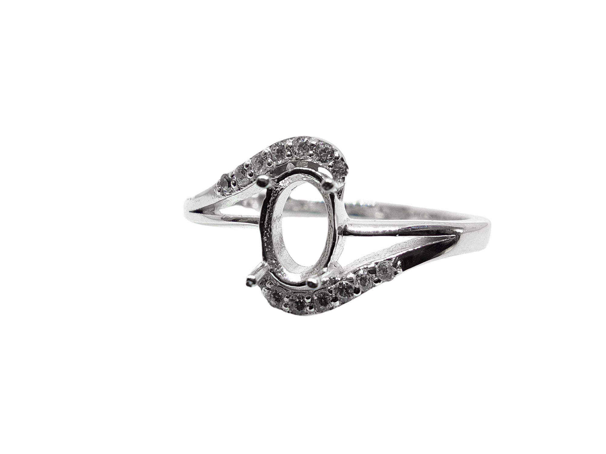 Sterling Silver Twist Solitaire Engagement Ring Blanks 5x7 mm Oval Semi Mount Ring Setting 925 Silver 5x7 mm Oval Ring Mountings