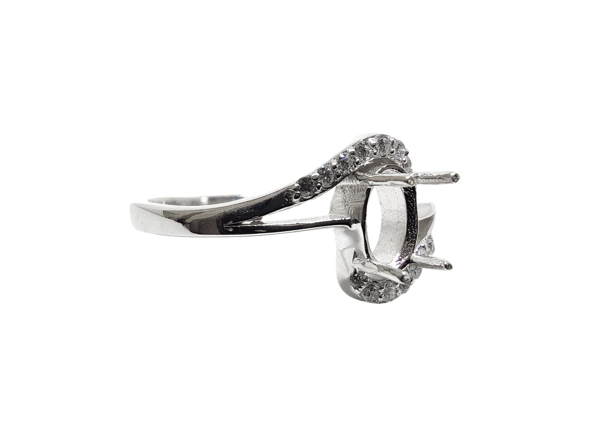 Sterling Silver Twist Solitaire Engagement Ring Blanks 5x7 mm Oval Semi Mount Ring Setting 925 Silver 5x7 mm Oval Ring Mountings