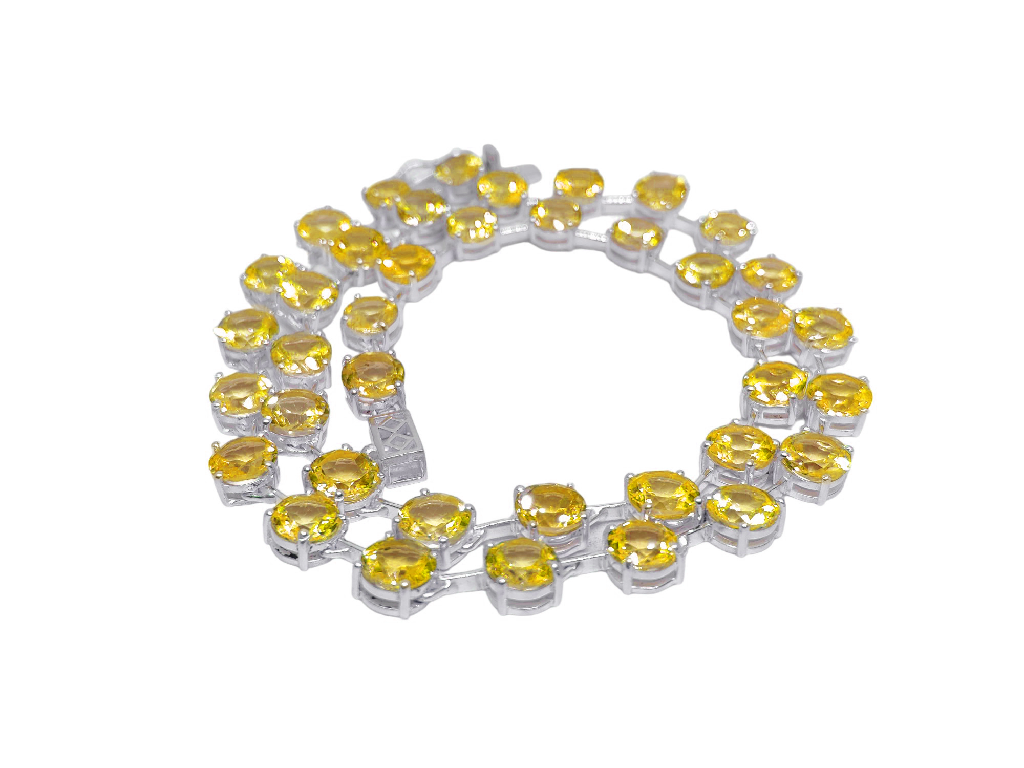 Citrine Link Necklace Sterling Silver Citrine 6 mm Round Citrine Chain Natural Citrine Statement Necklace November Birthstone Statement Chain