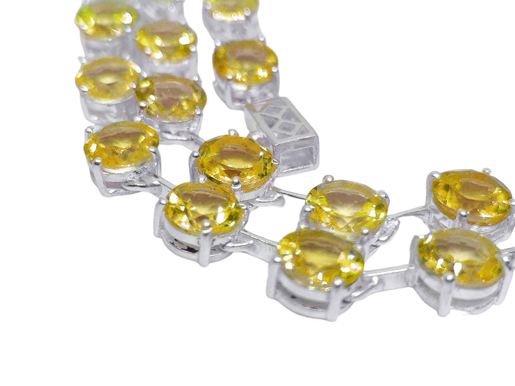 Citrine Link Necklace Sterling Silver Citrine 6 mm Round Citrine Chain Natural Citrine Statement Necklace November Birthstone Statement Chain