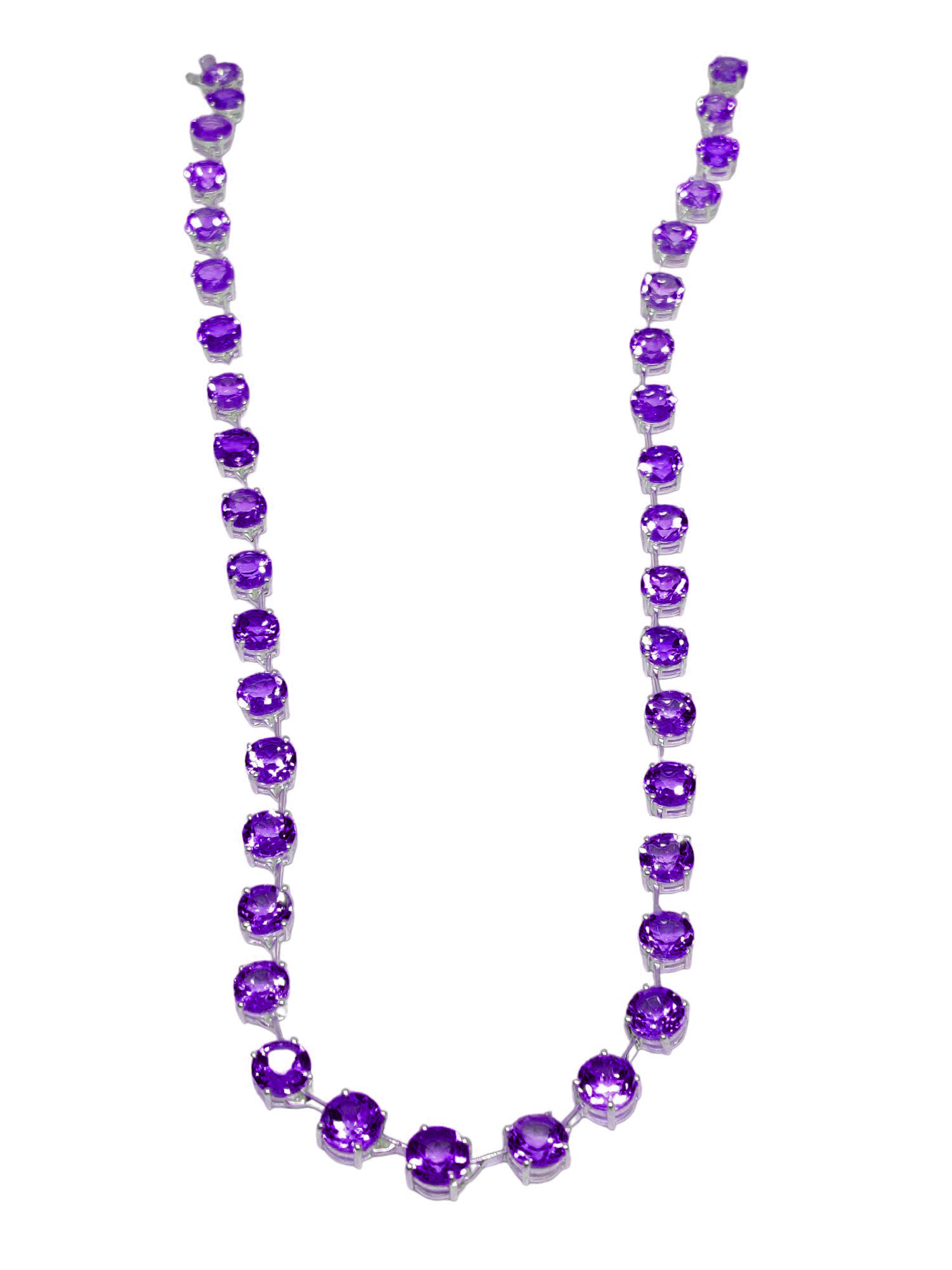 Amethyst Link Necklace Sterling Silver Amethyst 6 mm Round Amethyst Chain Natural Amethyst Statement Necklace February Birthstone Statement Chain