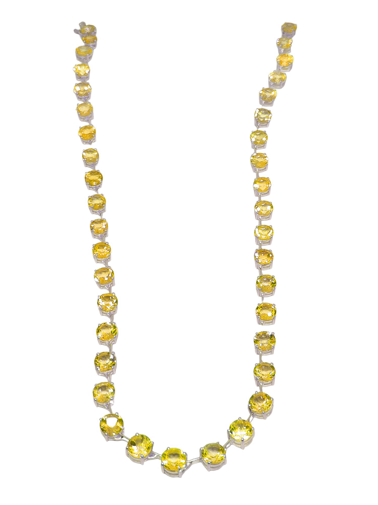 Citrine Link Necklace Sterling Silver Citrine 6 mm Round Citrine Chain Natural Citrine Statement Necklace November Birthstone Statement Chain