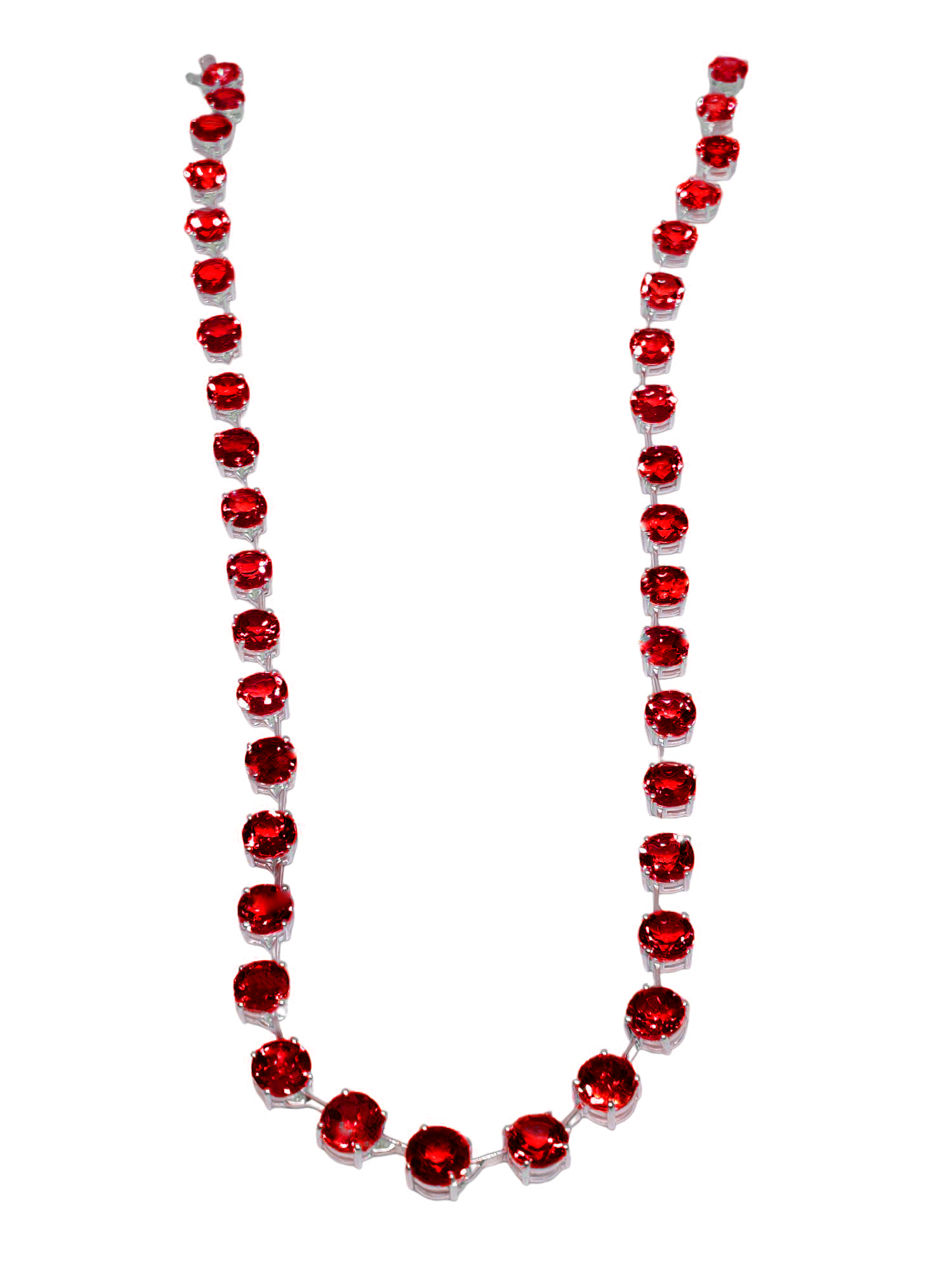 Garnet Link Necklace Sterling Silver Garnet 6 mm Round Garnet Chain Natural Red Garnet Statement Necklace January Birthstone Statement Chain