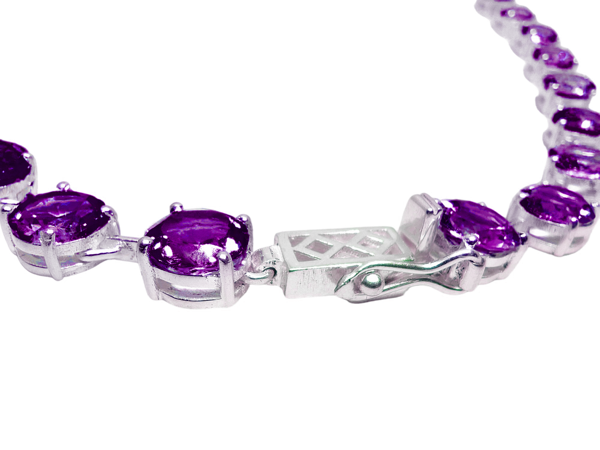 Amethyst Link Necklace Sterling Silver Amethyst 6 mm Round Amethyst Chain Natural Amethyst Statement Necklace February Birthstone Statement Chain