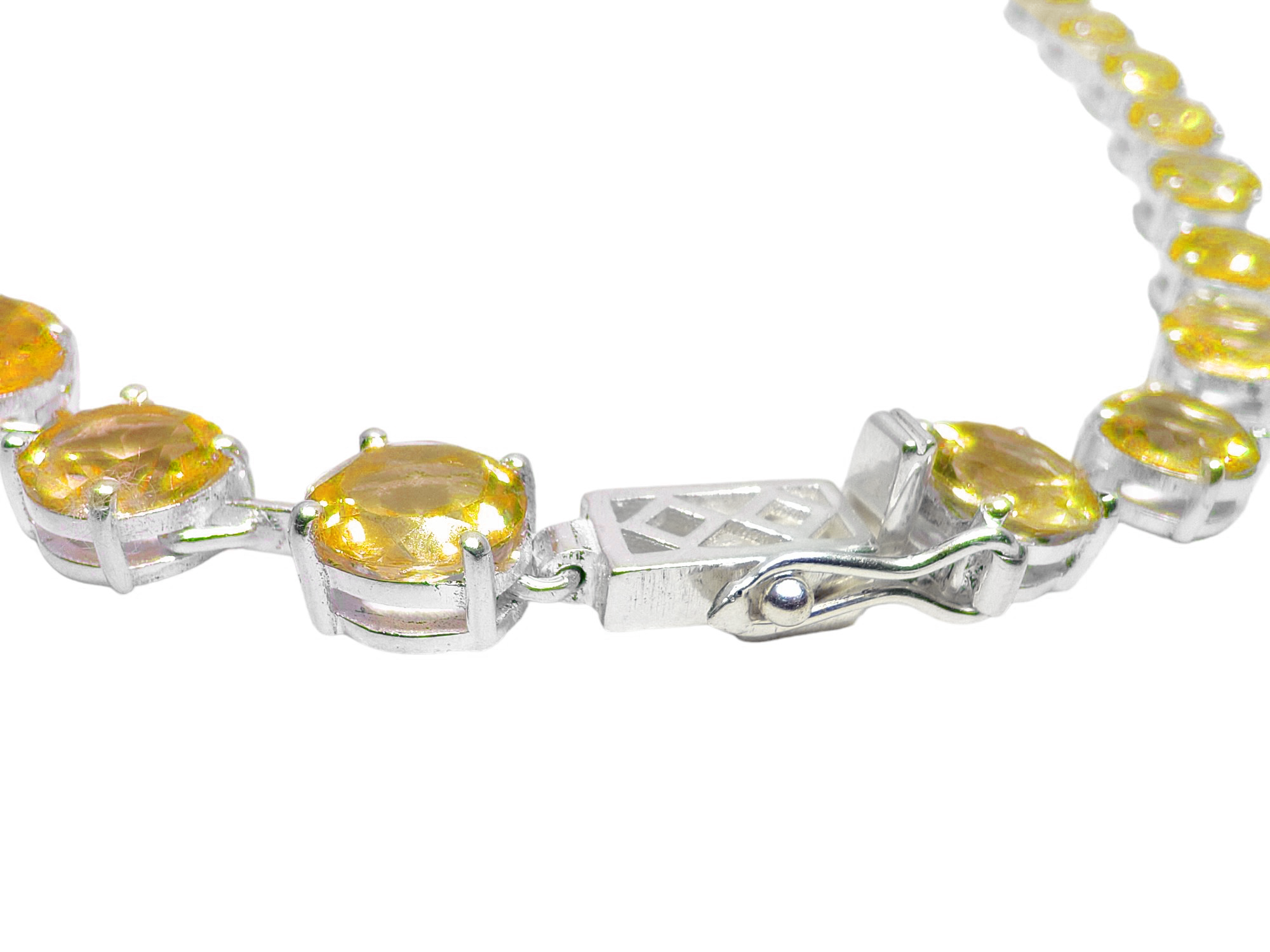 Citrine Link Necklace Sterling Silver Citrine 6 mm Round Citrine Chain Natural Citrine Statement Necklace November Birthstone Statement Chain