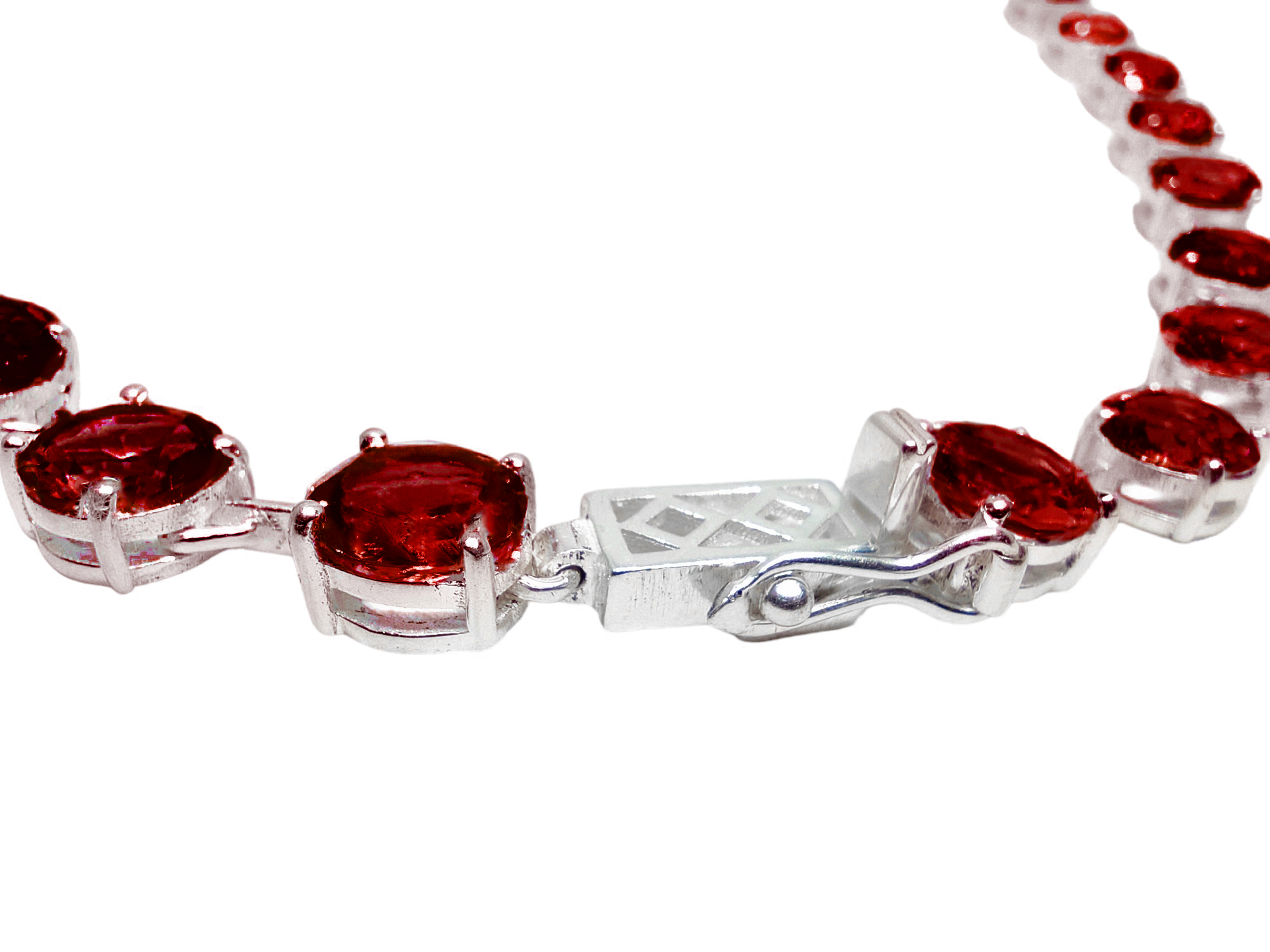 Garnet Link Necklace Sterling Silver Garnet 6 mm Round Garnet Chain Natural Red Garnet Statement Necklace January Birthstone Statement Chain