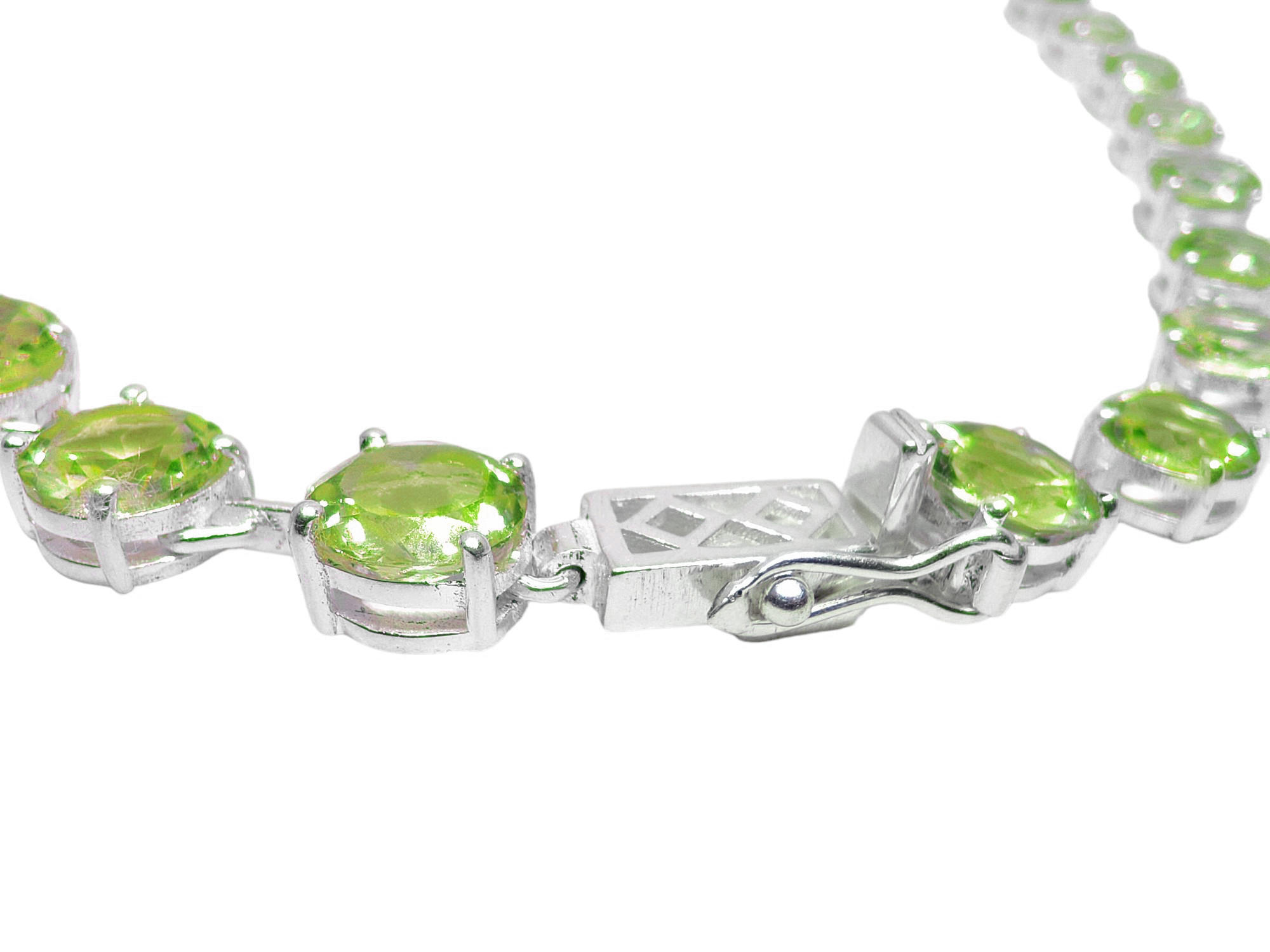 Peridot Link Necklace Sterling Silver Peridot 6 mm Round Peridot Chain Natural Peridot Statement Necklace August Birthstone Statement Chain