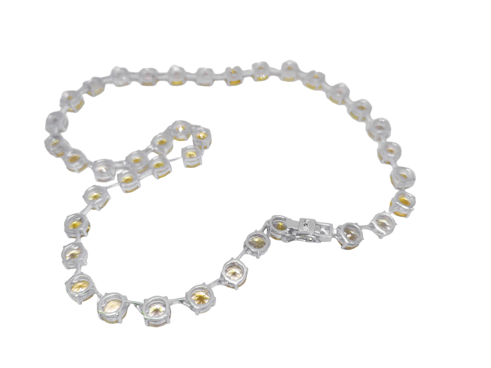 Citrine Link Necklace Sterling Silver Citrine 6 mm Round Citrine Chain Natural Citrine Statement Necklace November Birthstone Statement Chain