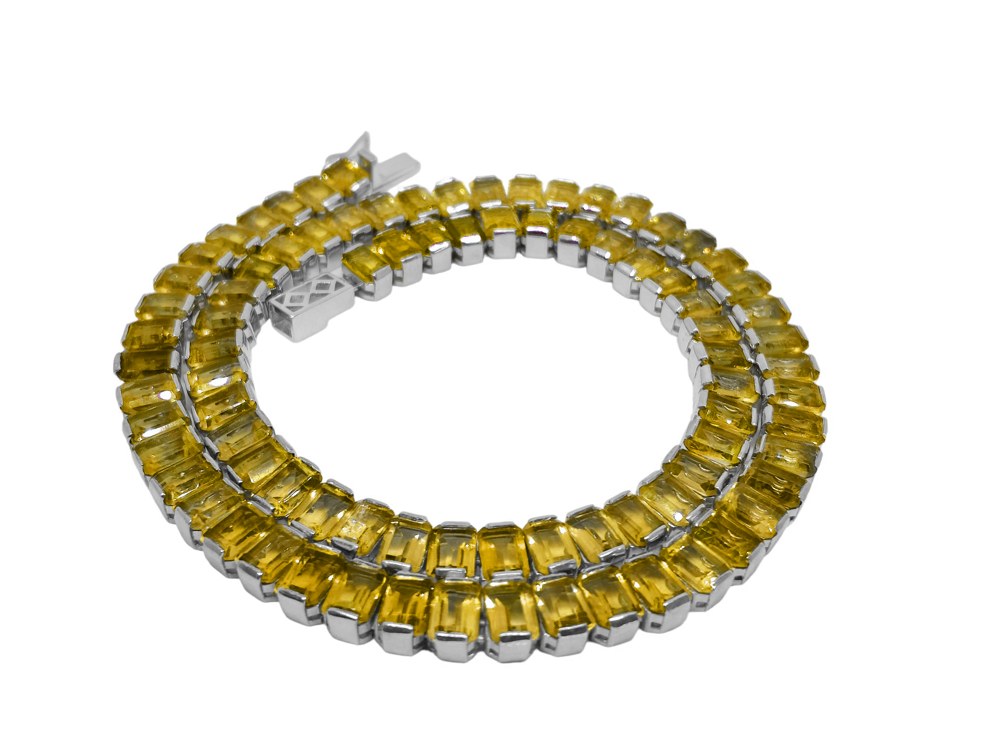Mens Tennis Chain Citrine 925 Silver Mens Octagon Citrine Tennis Chain Yellow Tennis Chain Citrine Mens Tennis Necklace For Men