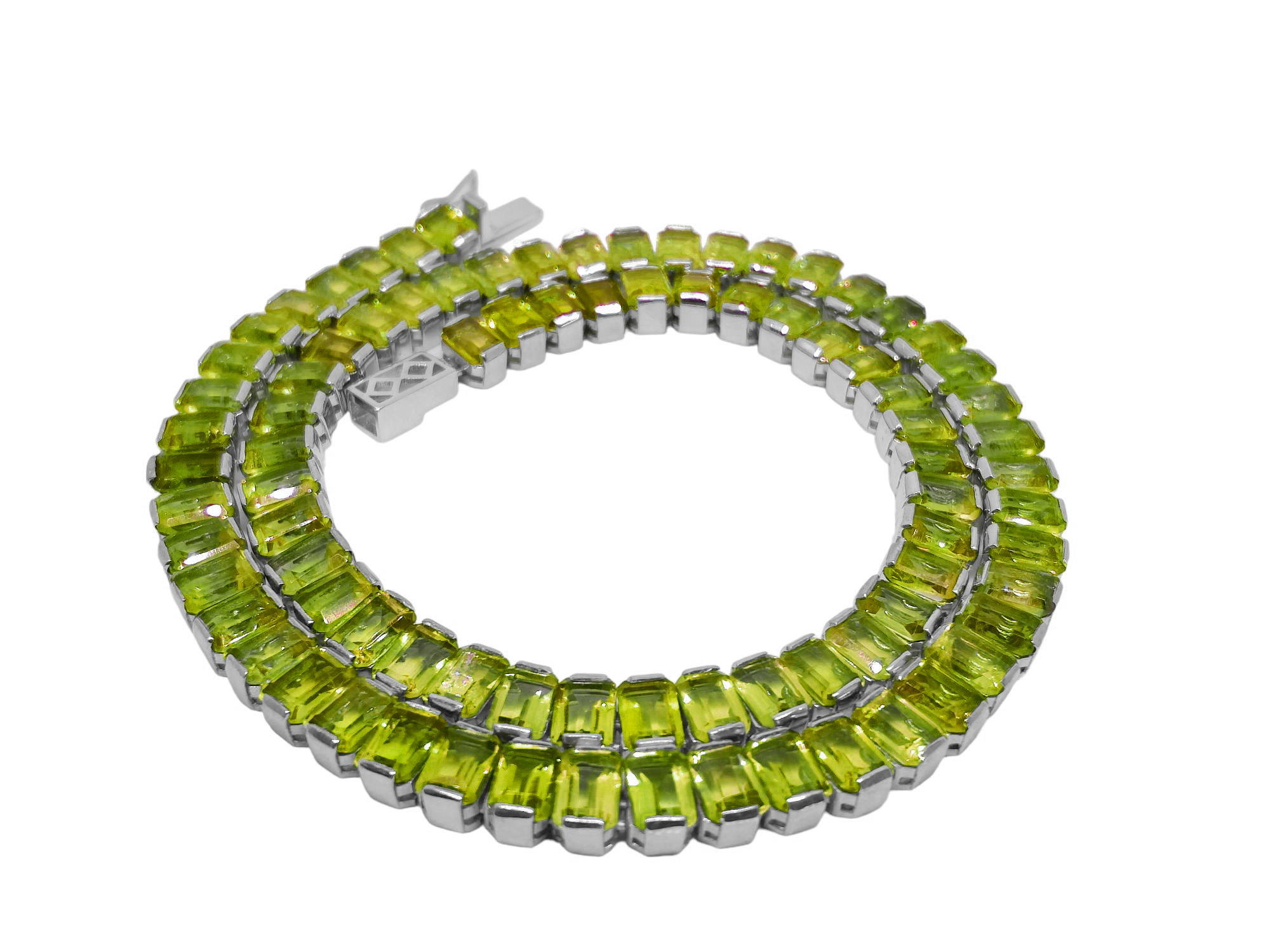 Mens Tennis Chain Peridot 925 Silver Mens Octagon Peridot Tennis Necklace Men Peridot Mens Tennis Silver Necklace For Men August Birthstone