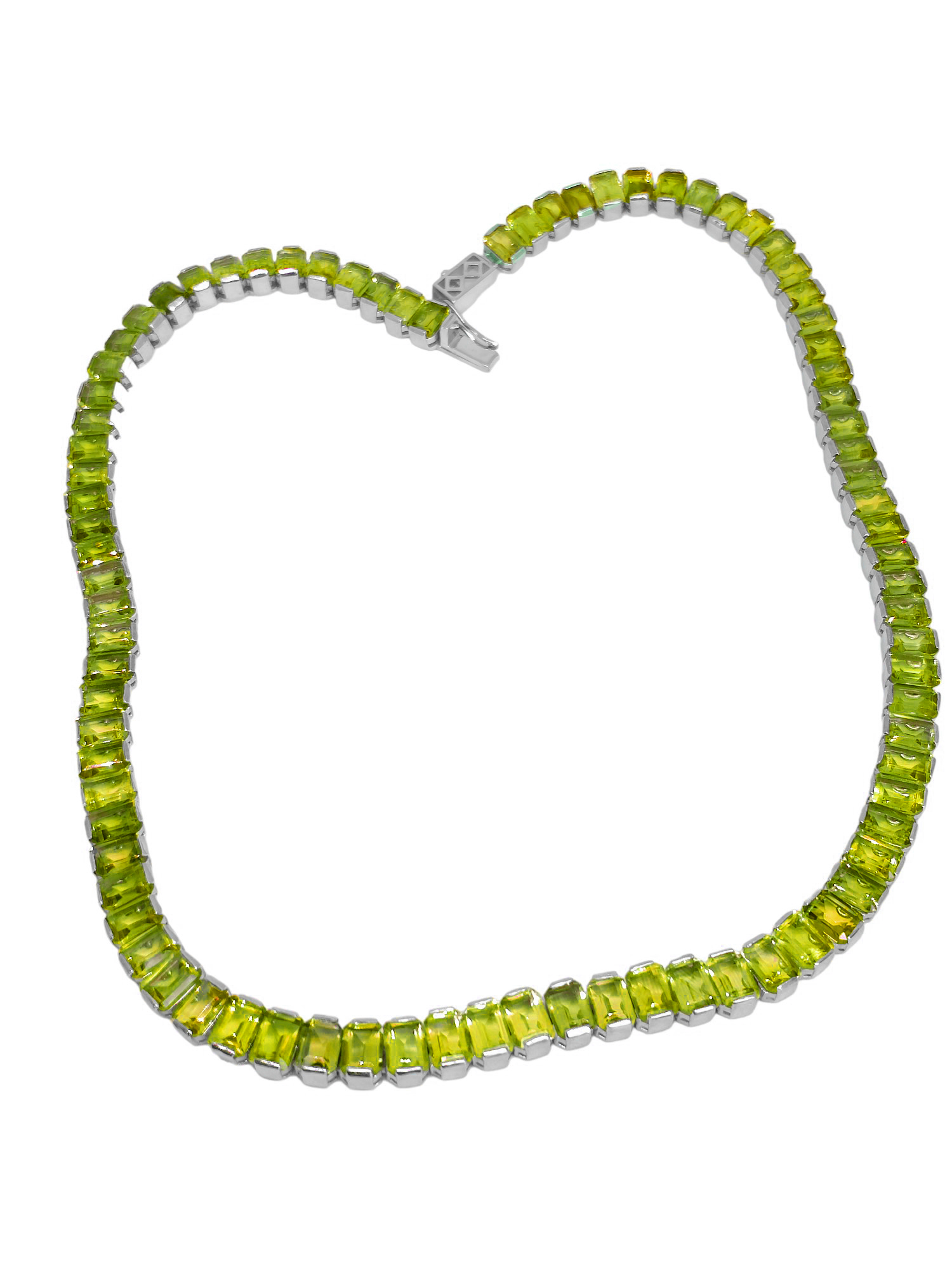 Mens Tennis Chain Peridot 925 Silver Mens Octagon Peridot Tennis Necklace Men Peridot Mens Tennis Silver Necklace For Men August Birthstone