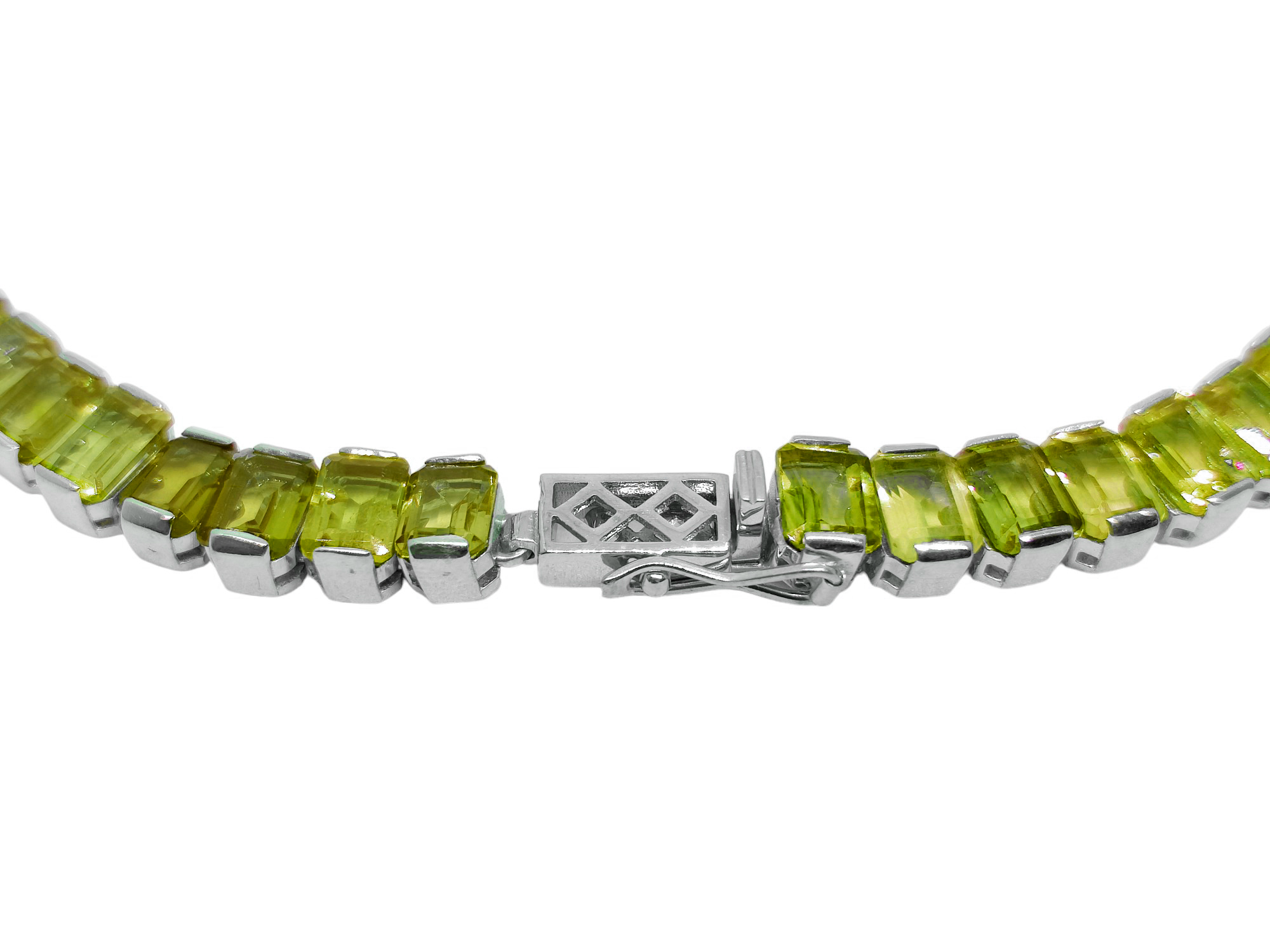 Mens Tennis Chain Peridot 925 Silver Mens Octagon Peridot Tennis Necklace Men Peridot Mens Tennis Silver Necklace For Men August Birthstone