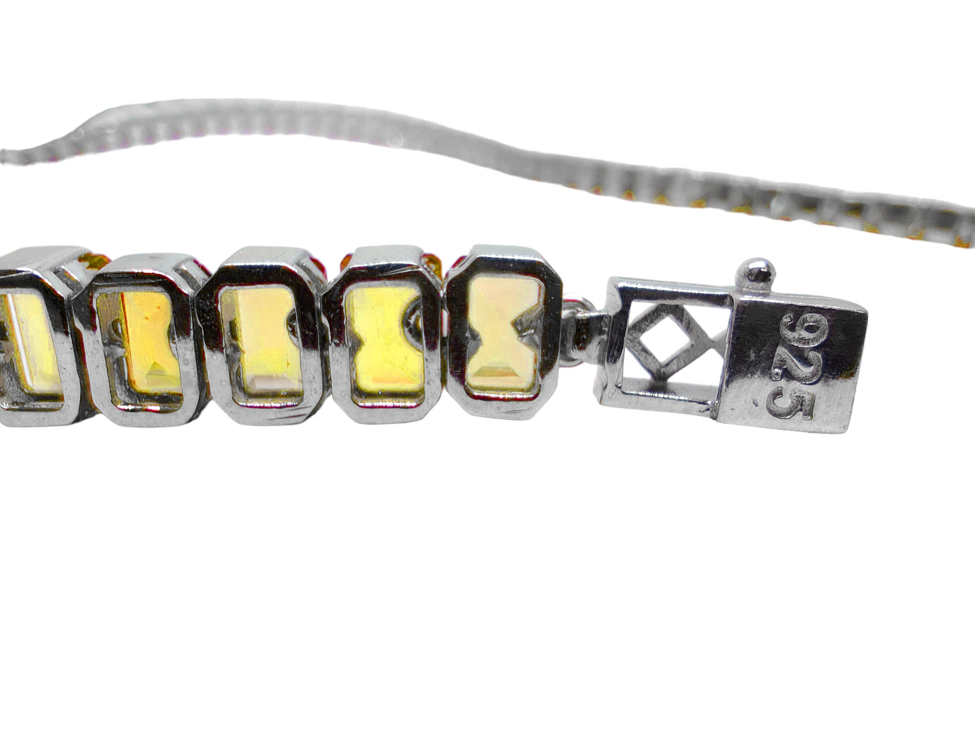 Mens Tennis Chain Citrine 925 Silver Mens Octagon Citrine Tennis Chain Yellow Tennis Chain Citrine Mens Tennis Necklace For Men
