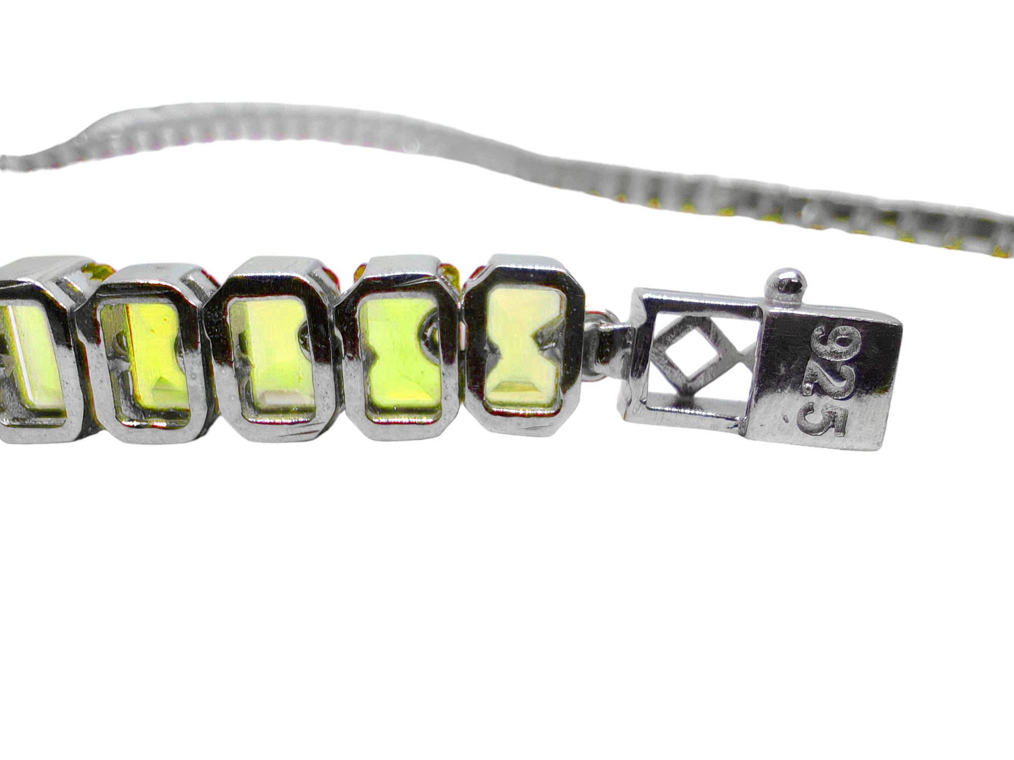 Mens Tennis Chain Peridot 925 Silver Mens Octagon Peridot Tennis Necklace Men Peridot Mens Tennis Silver Necklace For Men August Birthstone