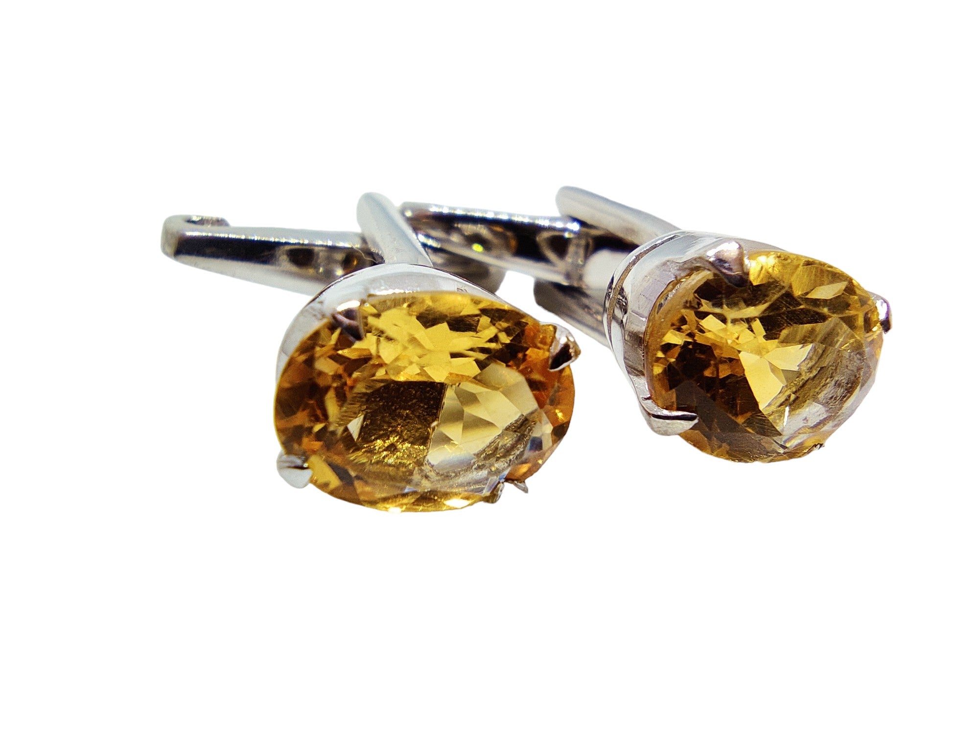 Big Citrine Cufflinks Natural Citrine Cufflinks 5.0 Ct Yellow Citrine Cufflinks November Birthstone Cufflinks Yellow Stone Cufflinks For Men