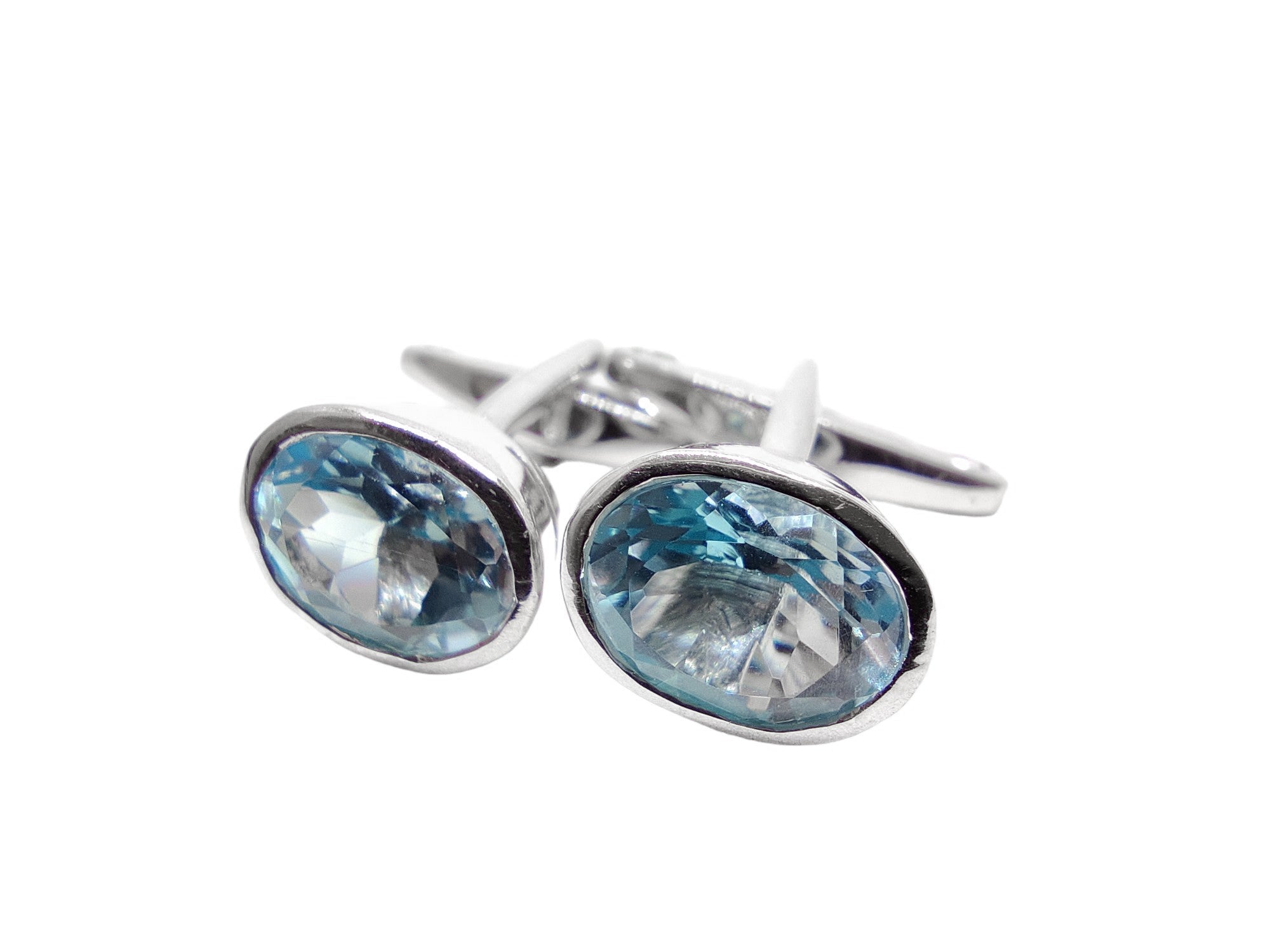 925 Silver Sky Blue Topaz Cufflinks Natural Sky Blue Topaz Cufflinks 7.0 Ct Blue Topaz Cufflinks For Wedding November Birthstone Cufflinks