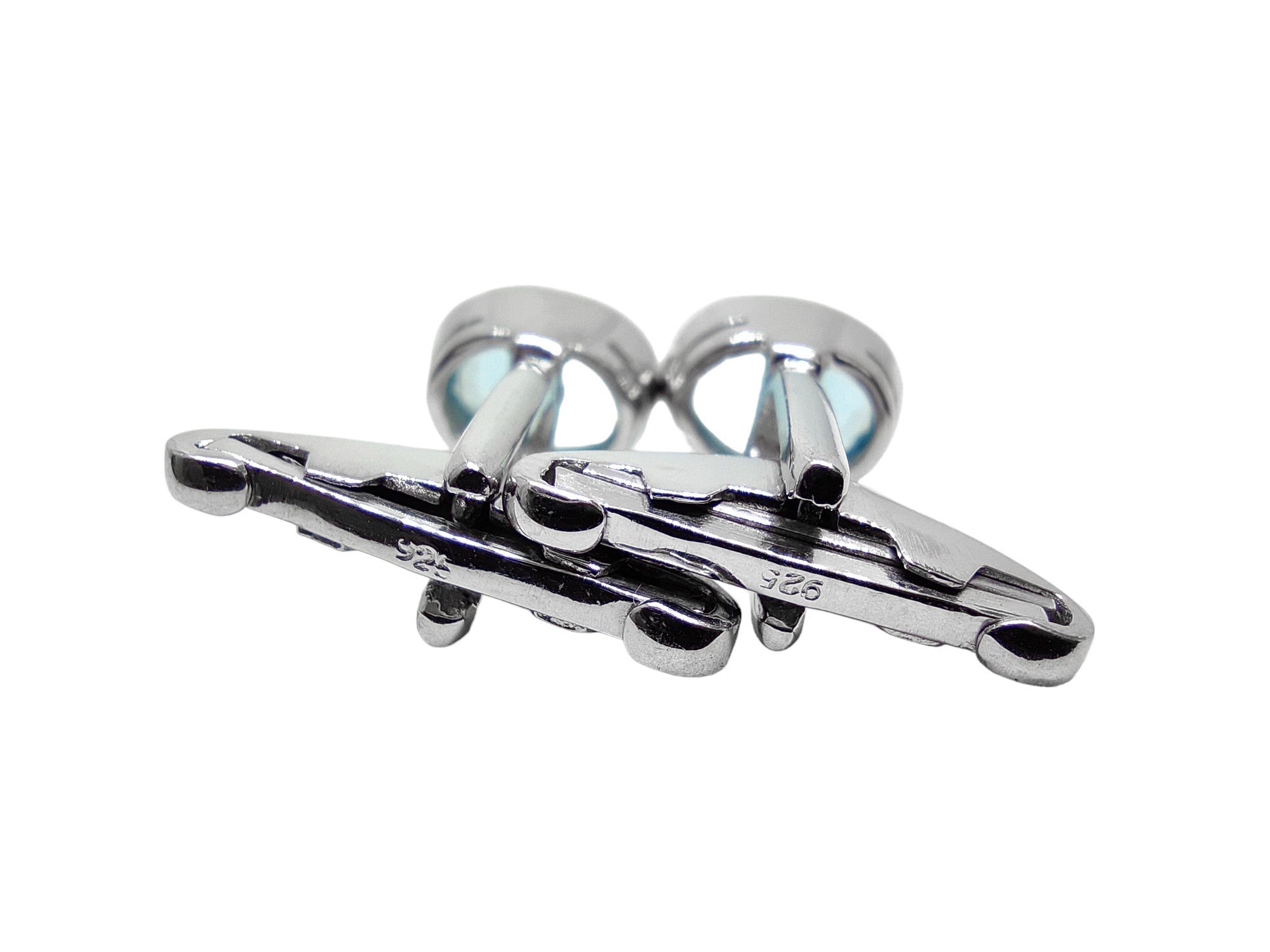 925 Silver Sky Blue Topaz Cufflinks Natural Sky Blue Topaz Cufflinks 7.0 Ct Blue Topaz Cufflinks For Wedding November Birthstone Cufflinks