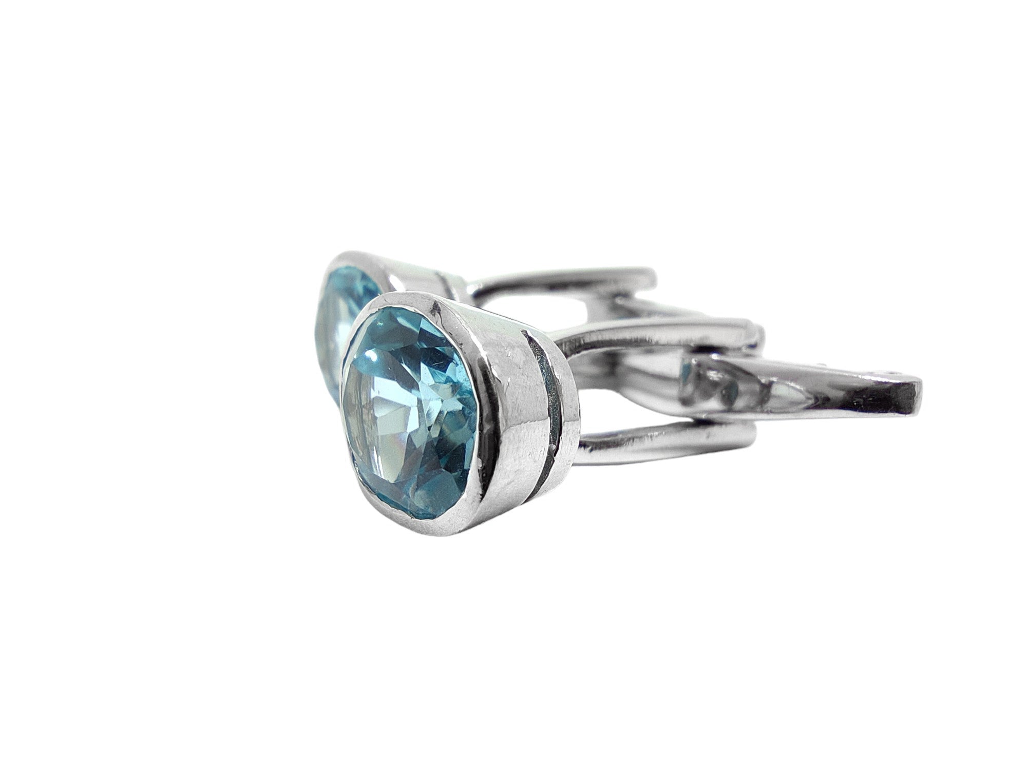 925 Silver Sky Blue Topaz Cufflinks Natural Sky Blue Topaz Cufflinks 7.0 Ct Blue Topaz Cufflinks For Wedding November Birthstone Cufflinks