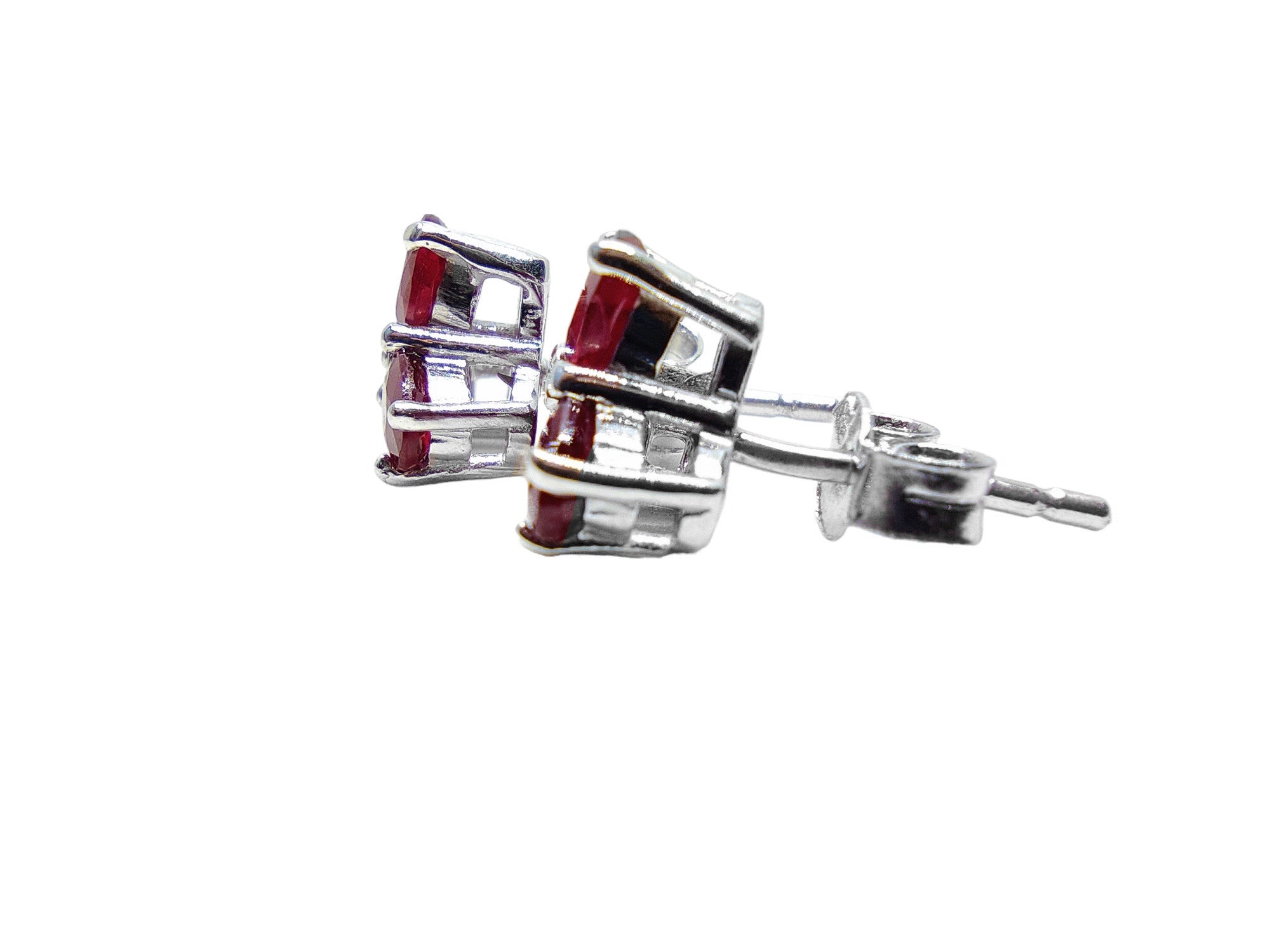 Natural Ruby Ear Studs Genuine Ruby Flower Ear Studs July Birthstone Ruby Stud Earrings 925 Silver Ruby Birthstone Ear Stud Red Ruby EarStud