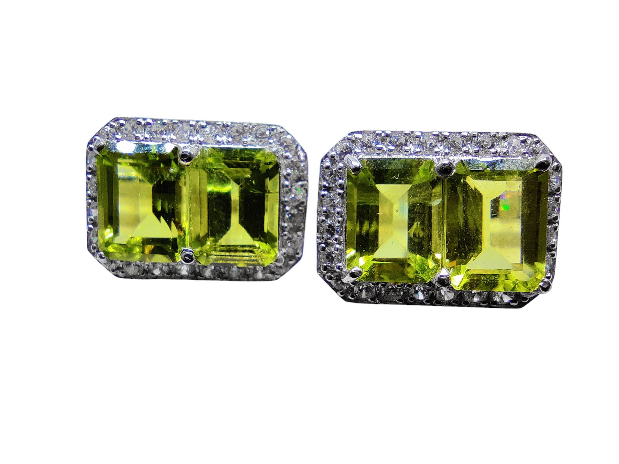 Mens Peridot Cufflinks Sterling Silver Peridot Men Cufflinks August Birthstone Cufflinks Men 6x8 mm Octagon Peridot Cufflinks Big Cufflinks