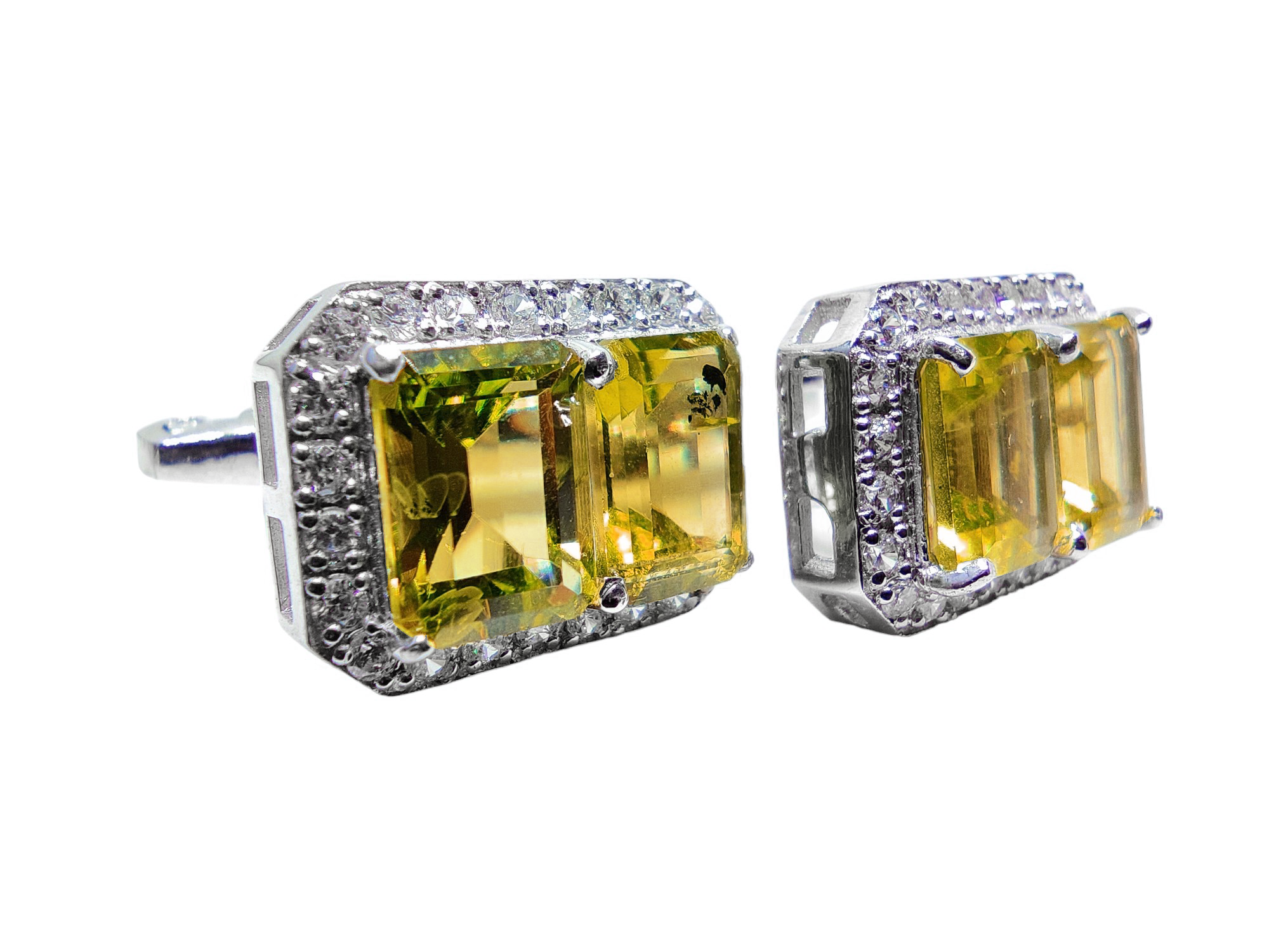 Mens Citrine Cufflinks Sterling Silver Citrine Men Cufflinks November Birthstone Cufflinks Men 6x8 mm Octagon Citrine Cufflinks Big Cufflinks
