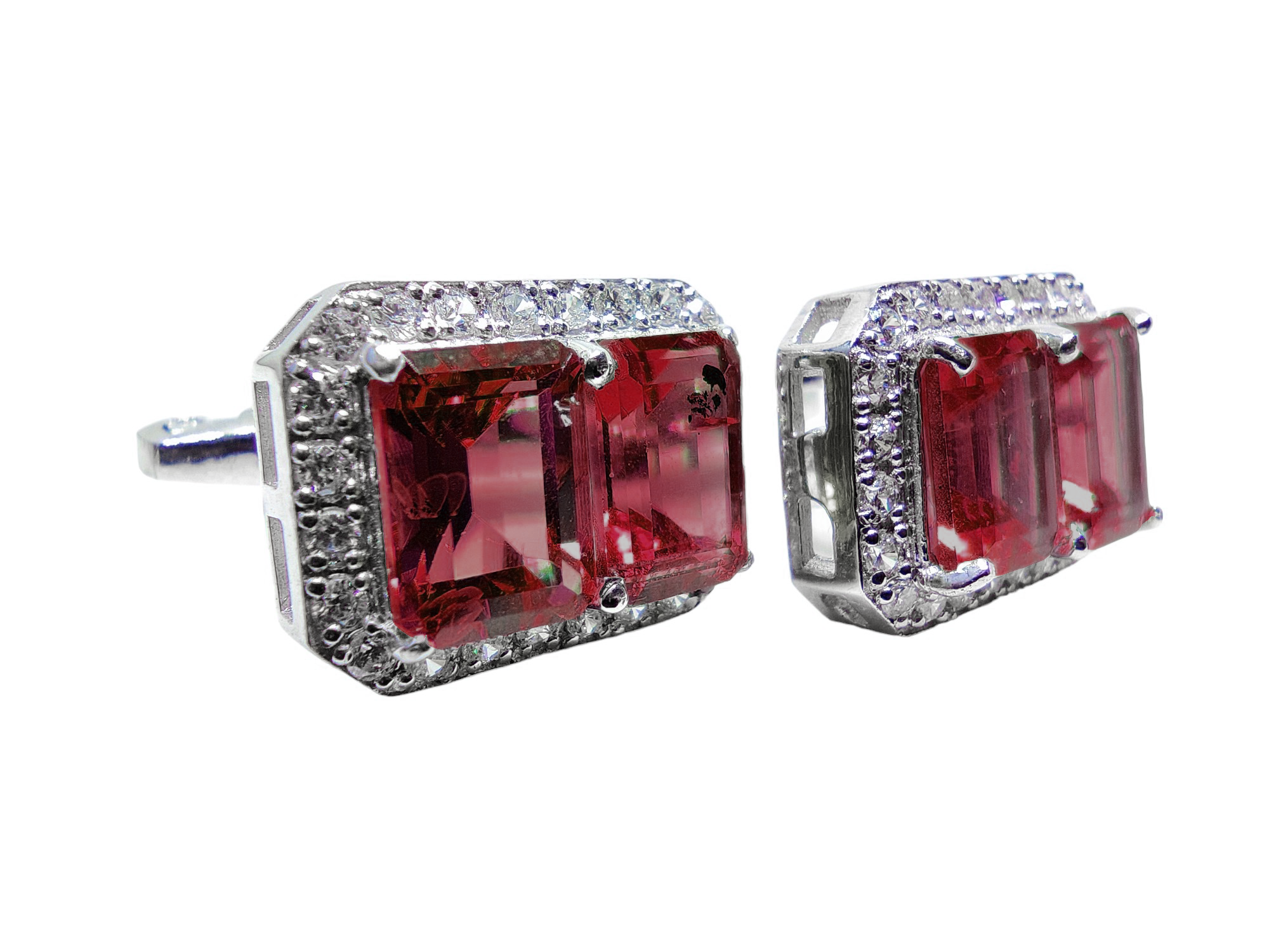 Mens Garnet Cufflinks Sterling Silver Garnet Men Cufflinks January Birthstone Cufflinks Men 6x8 mm Octagon Garnet Cufflinks Big Cufflinks