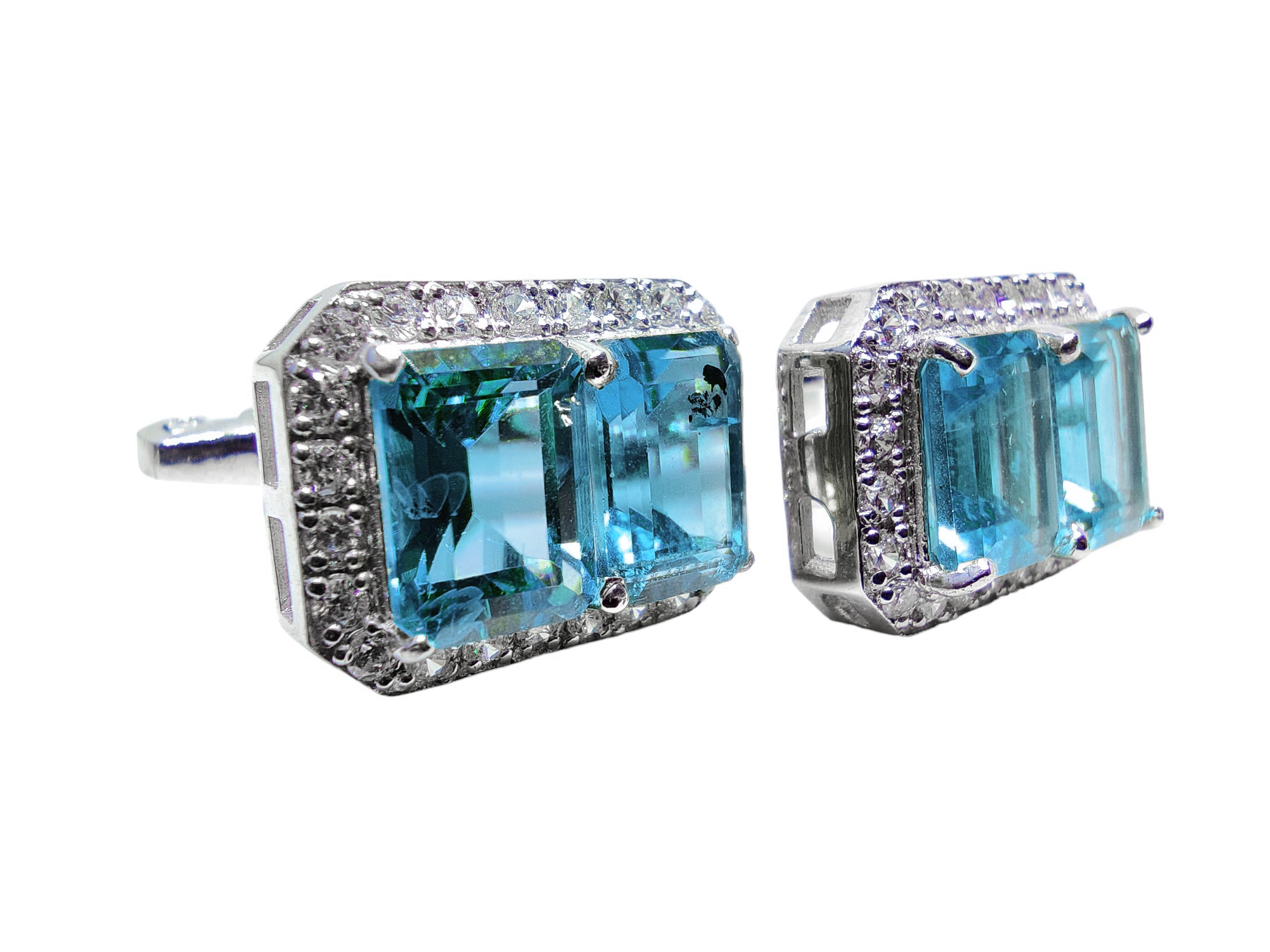 Mens Swiss Blue Topaz Cufflinks Sterling Silver Swiss Blue Topaz Men Cufflinks November Birthstone Cufflinks Men 6x8 mm Octagon Swiss Topaz Cufflinks Big Cufflinks