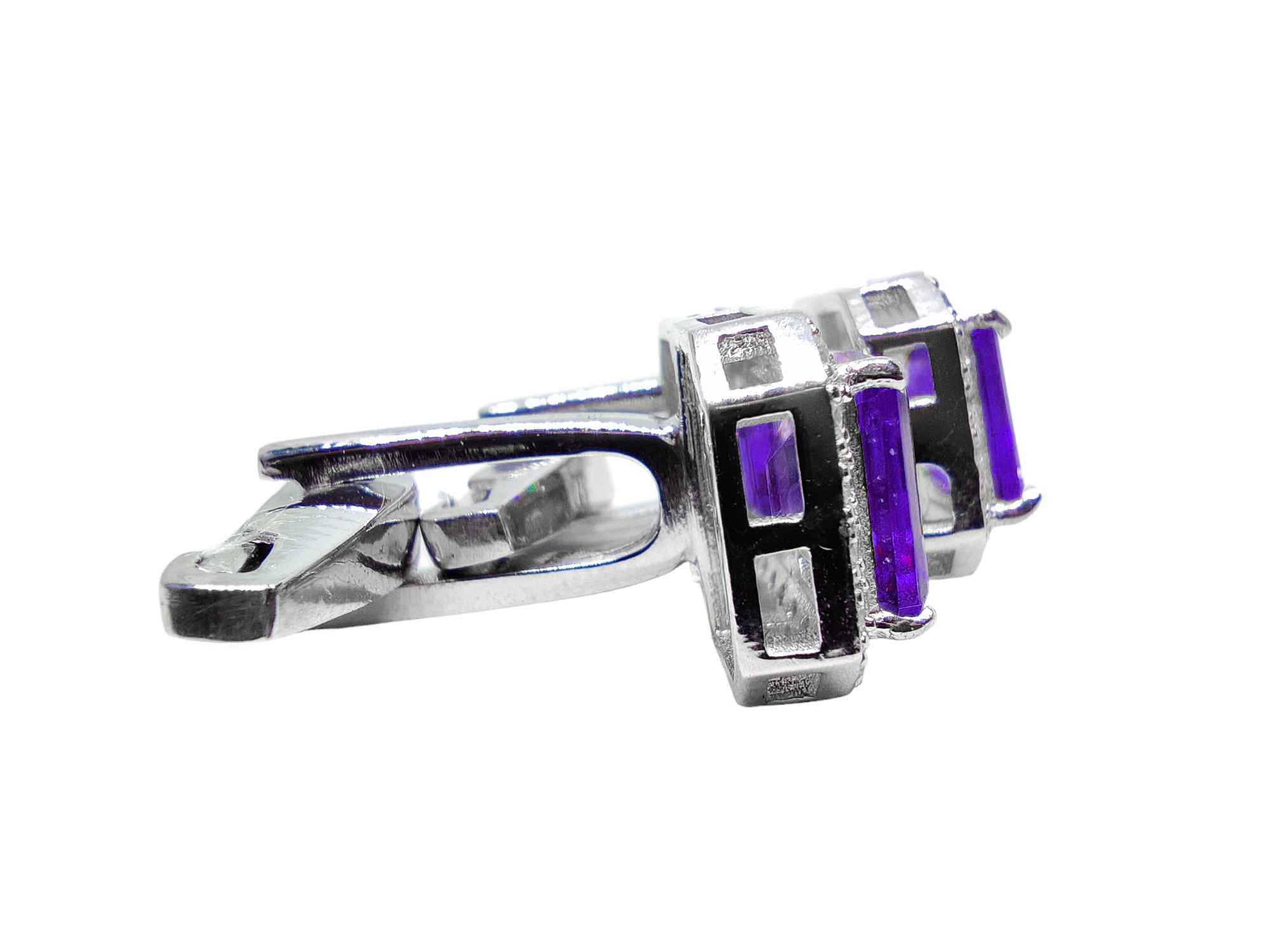 Mens Amethyst Cufflinks Sterling Silver Amethyst Men Cufflinks February Birthstone Cufflinks Men 6x8 mm Octagon Amethyst Cufflinks Big Cufflinks