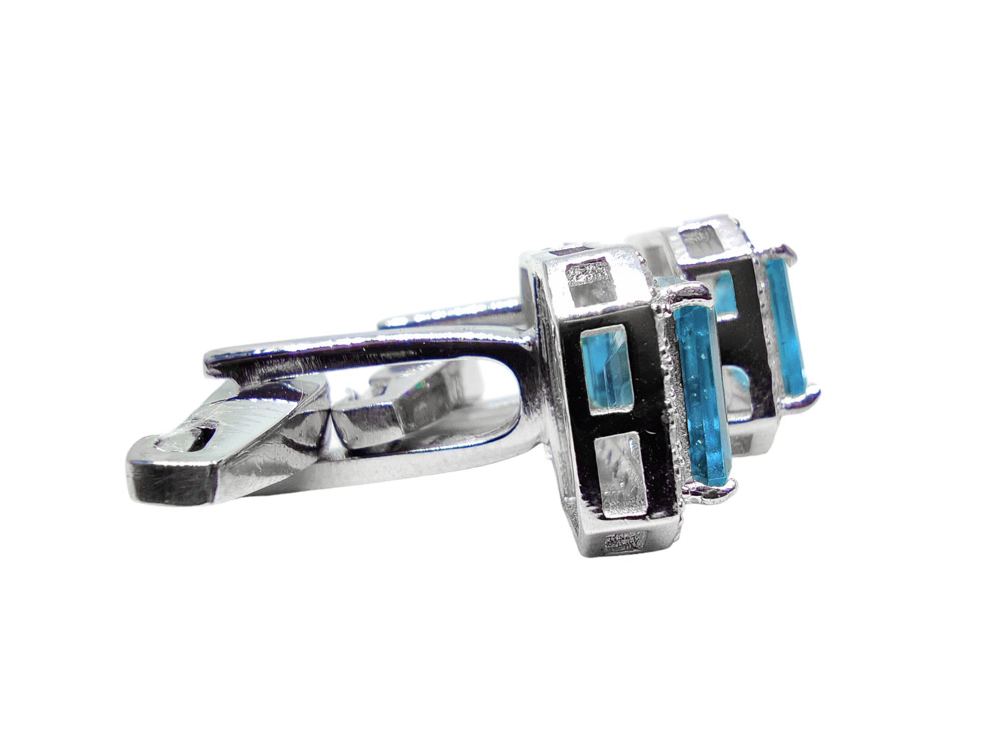 Mens Swiss Blue Topaz Cufflinks Sterling Silver Swiss Blue Topaz Men Cufflinks November Birthstone Cufflinks Men 6x8 mm Octagon Swiss Topaz Cufflinks Big Cufflinks