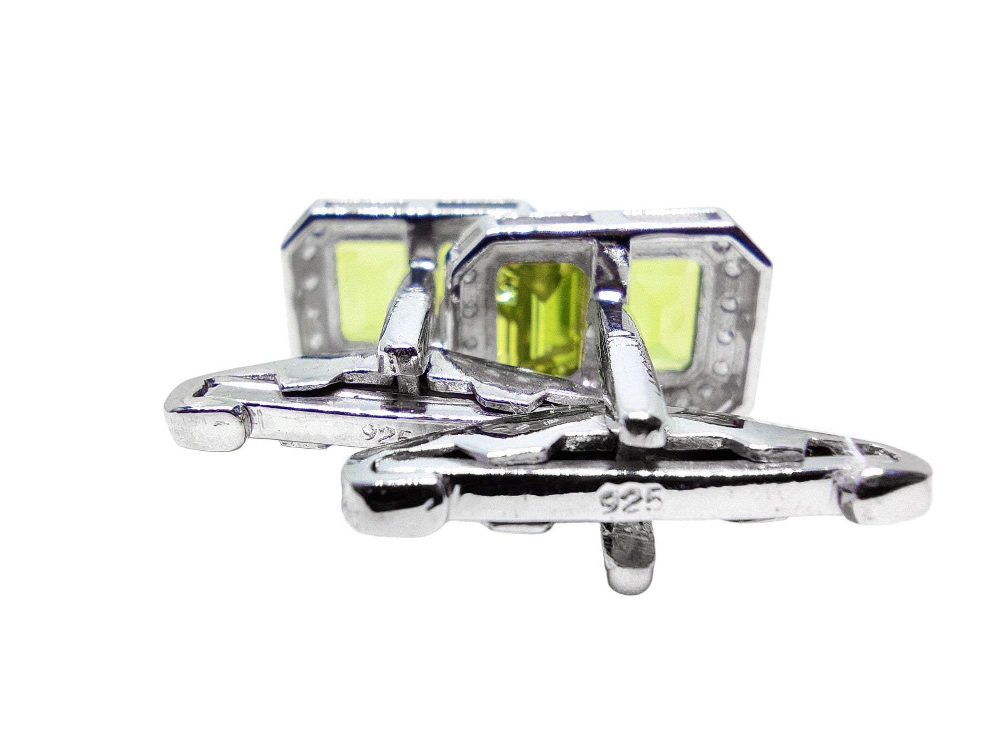 Mens Peridot Cufflinks Sterling Silver Peridot Men Cufflinks August Birthstone Cufflinks Men 6x8 mm Octagon Peridot Cufflinks Big Cufflinks